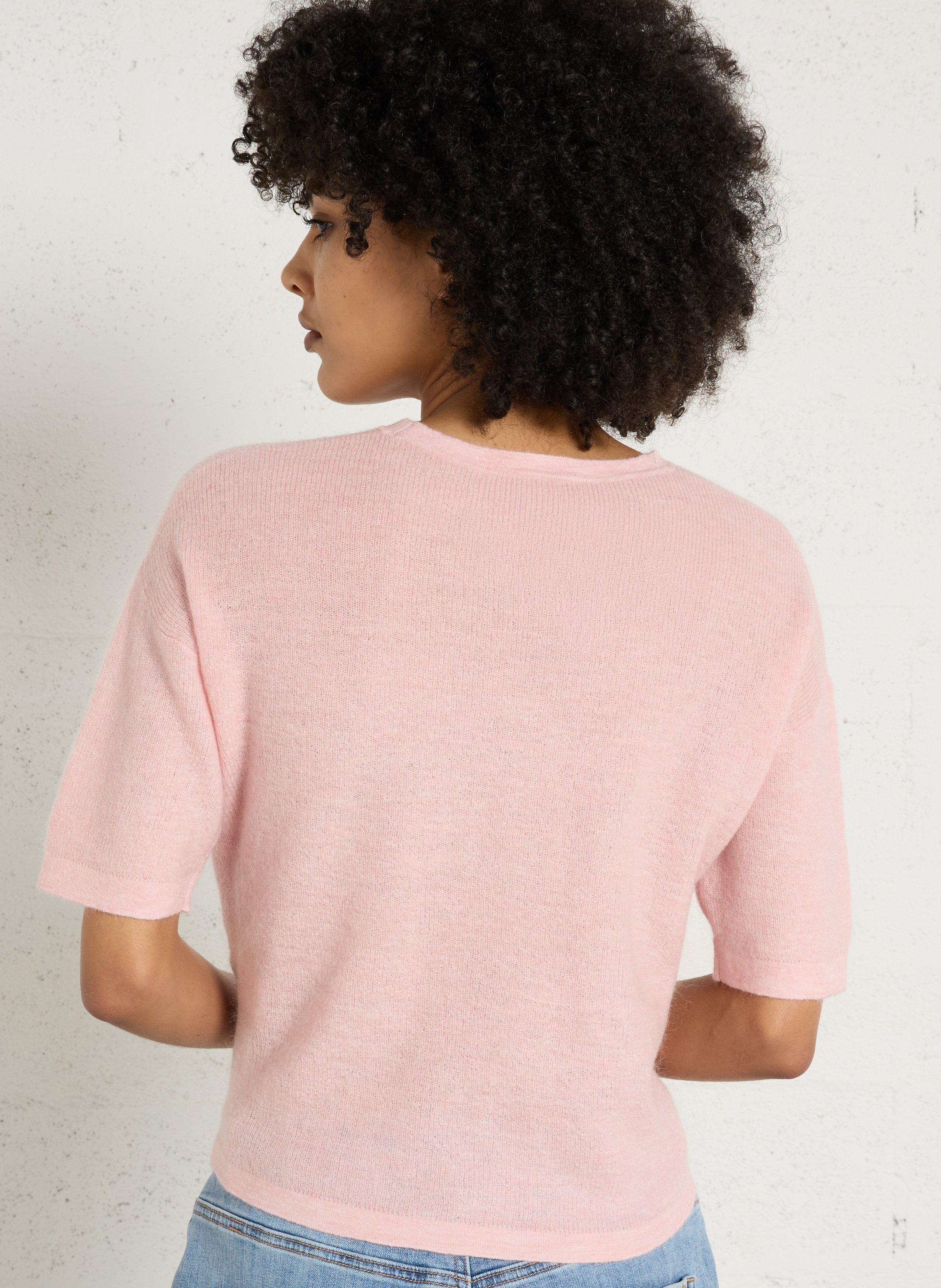 Boat-neck mohair-blend sweater MAISON 123 Pink