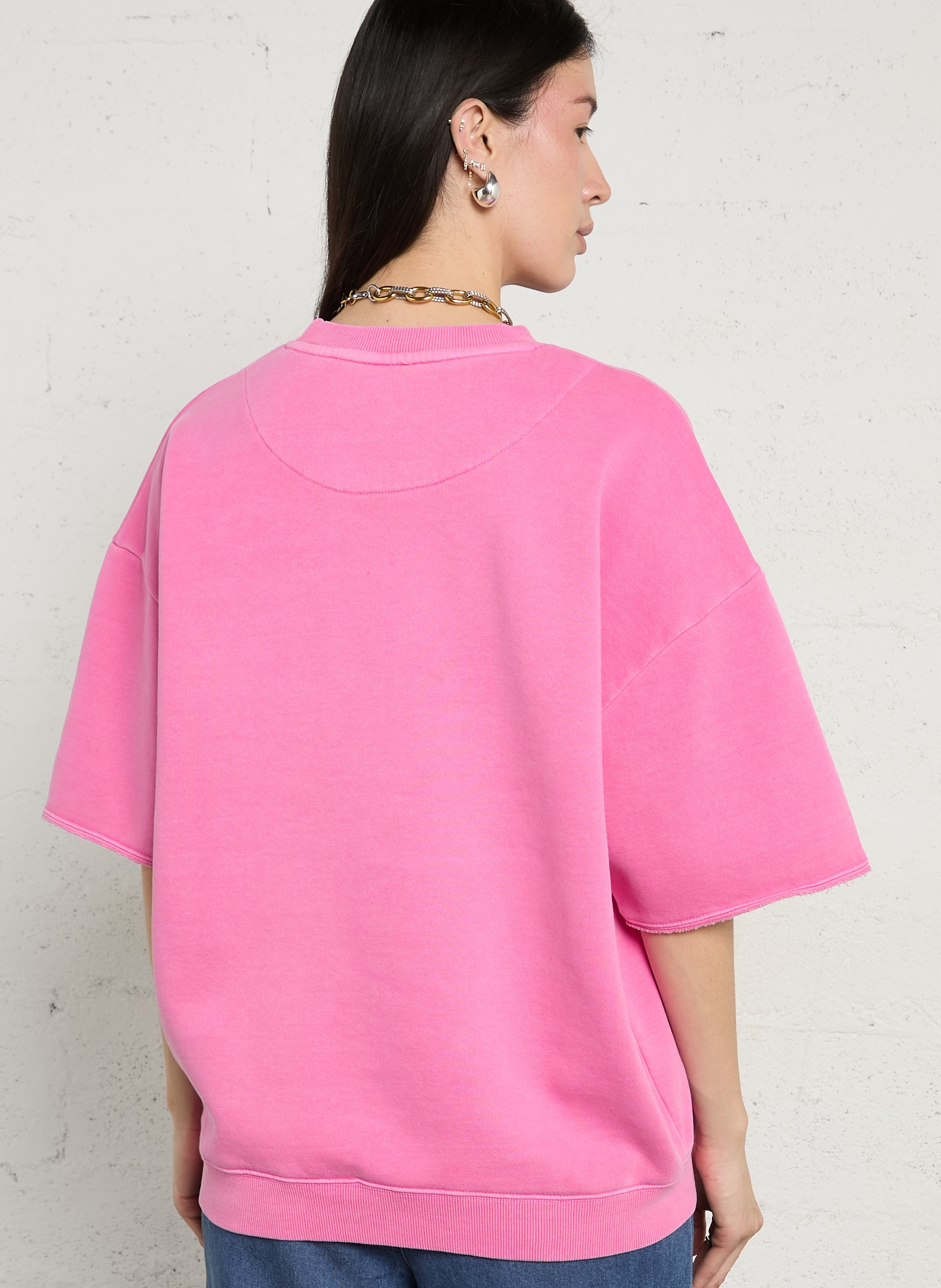 Oversized cotton-blend sweatshirt with round neck NEWTONE Pink