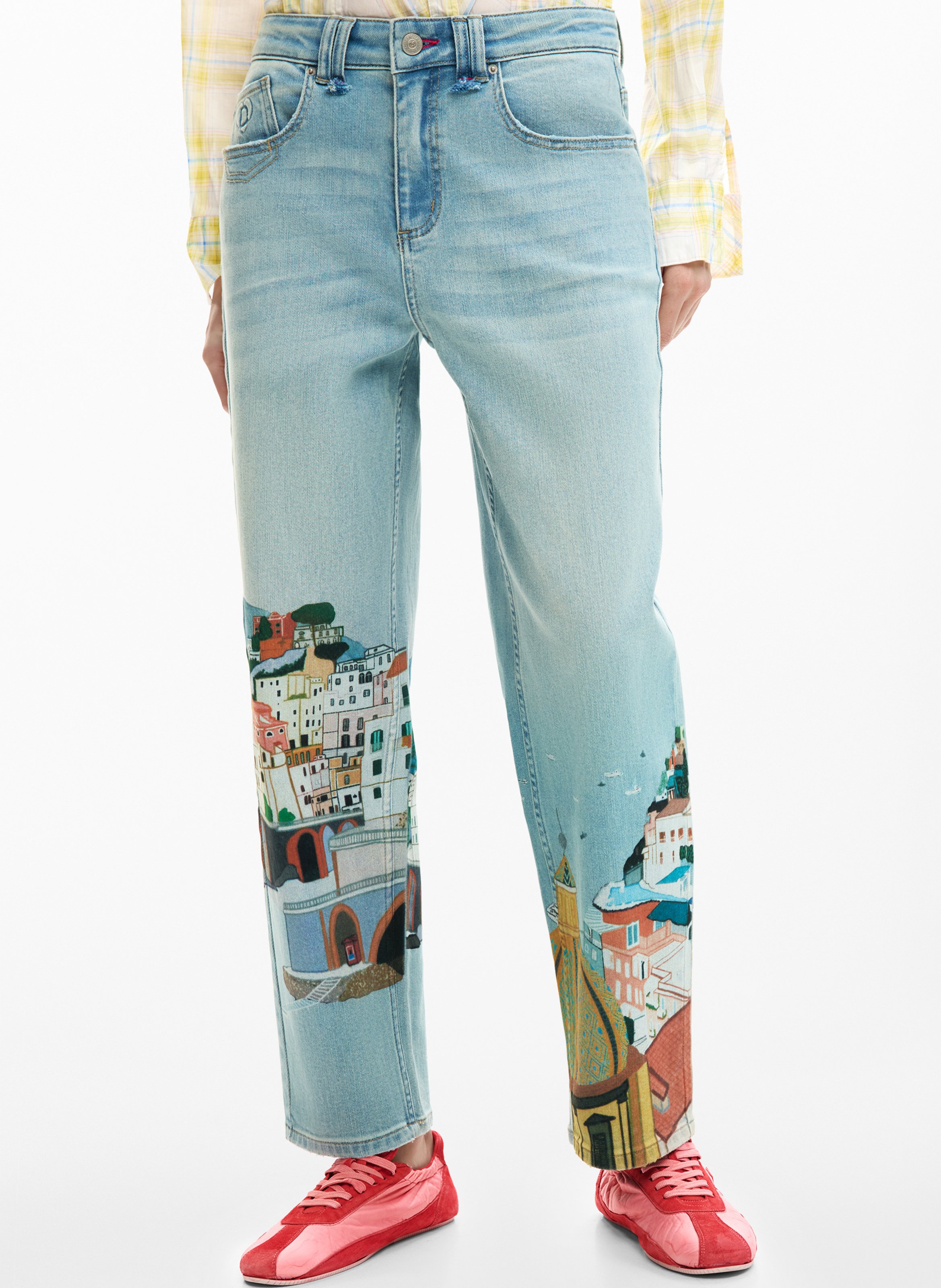 Straight Cut Jeans mit Print DESIGUAL Blau