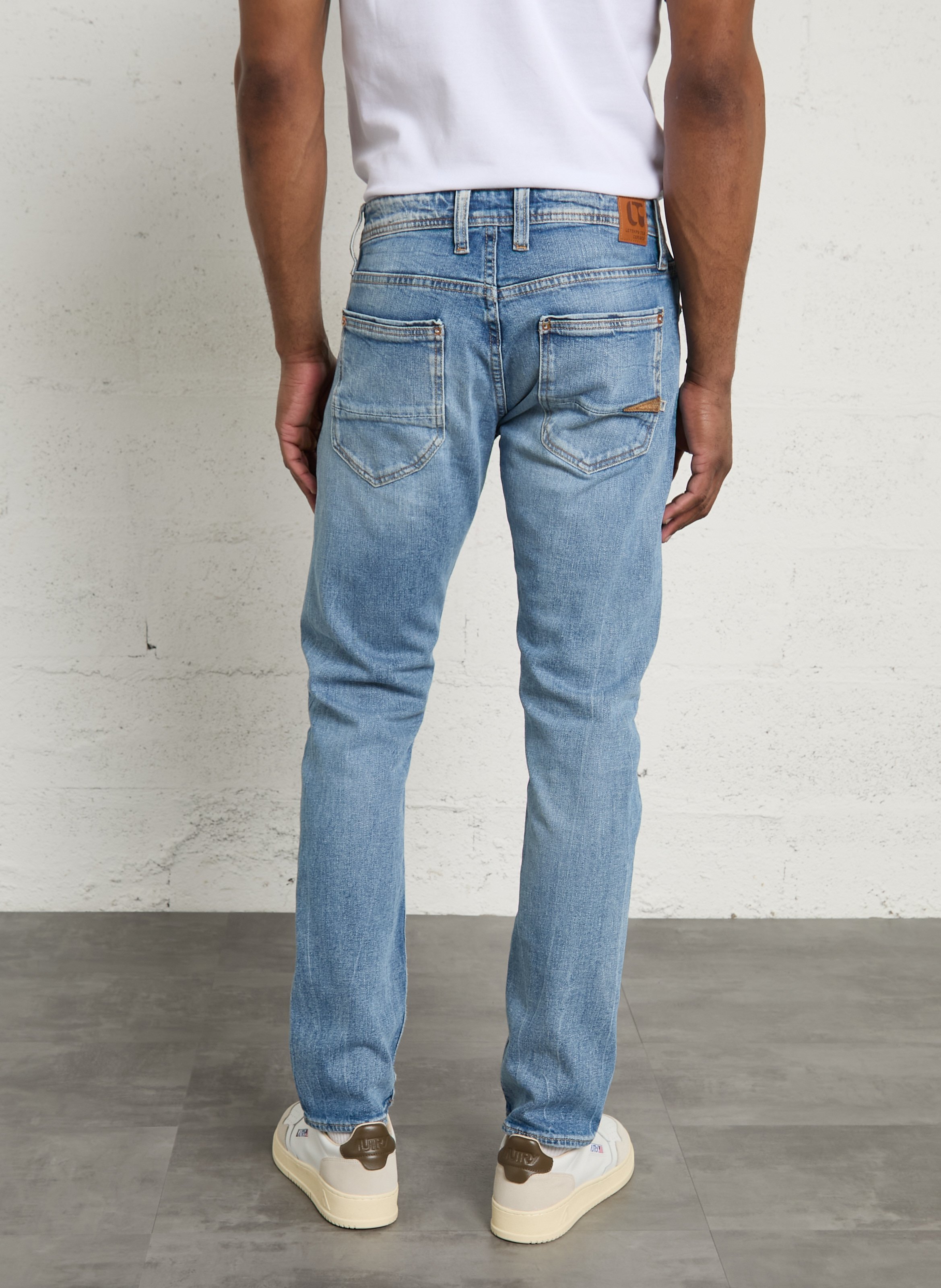 Jeans droit en coton mélangé LE TEMPS DES CERISES Bleu