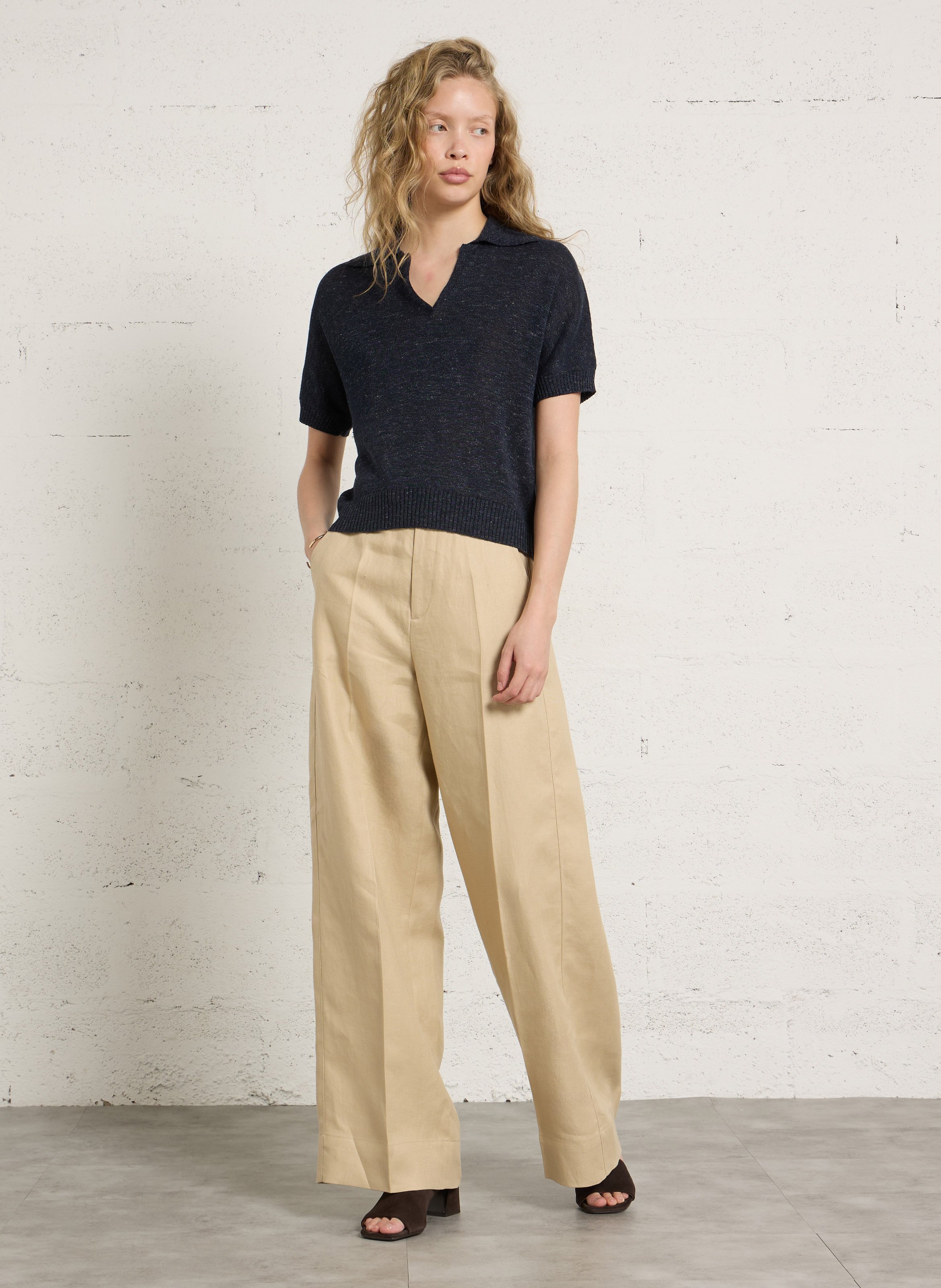 Oversized trui van linnen en biologisch katoen MASSCOB Groen