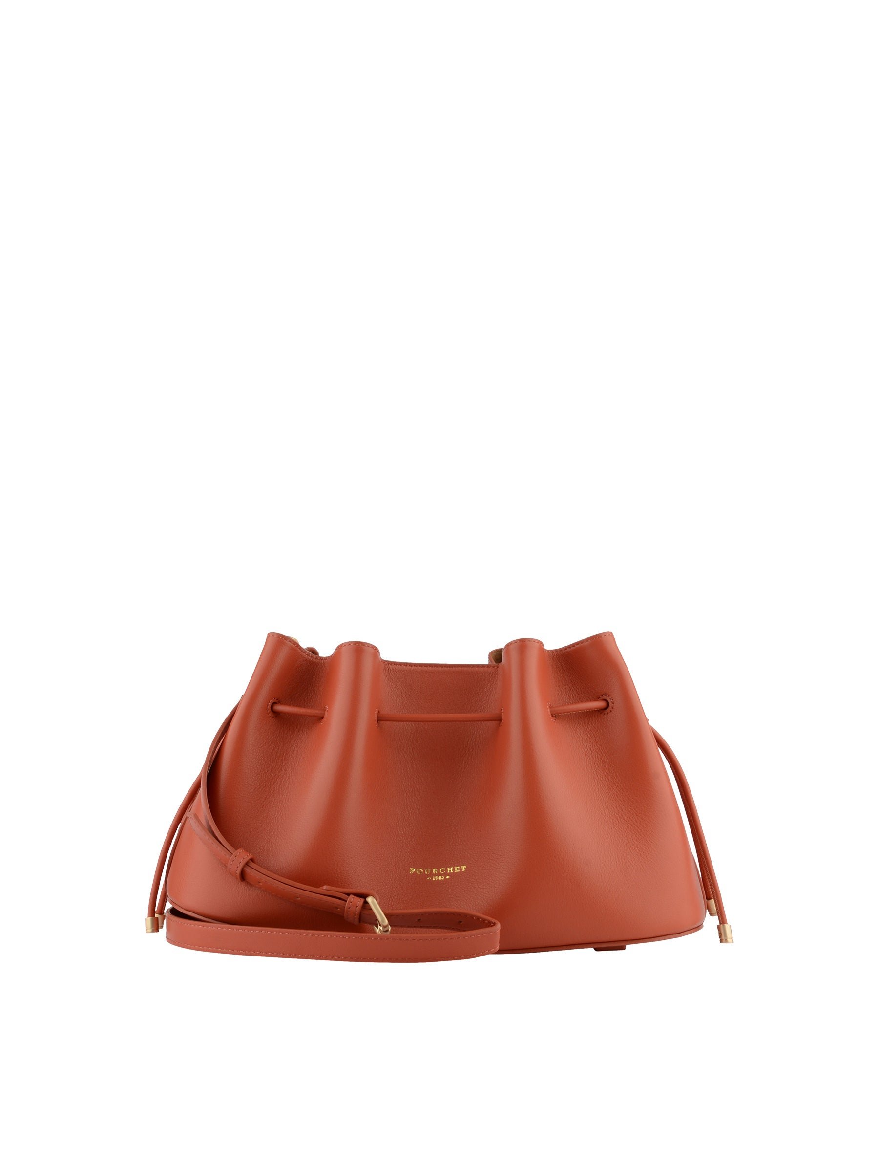Calfskin leather shoulder bag POURCHET Orange