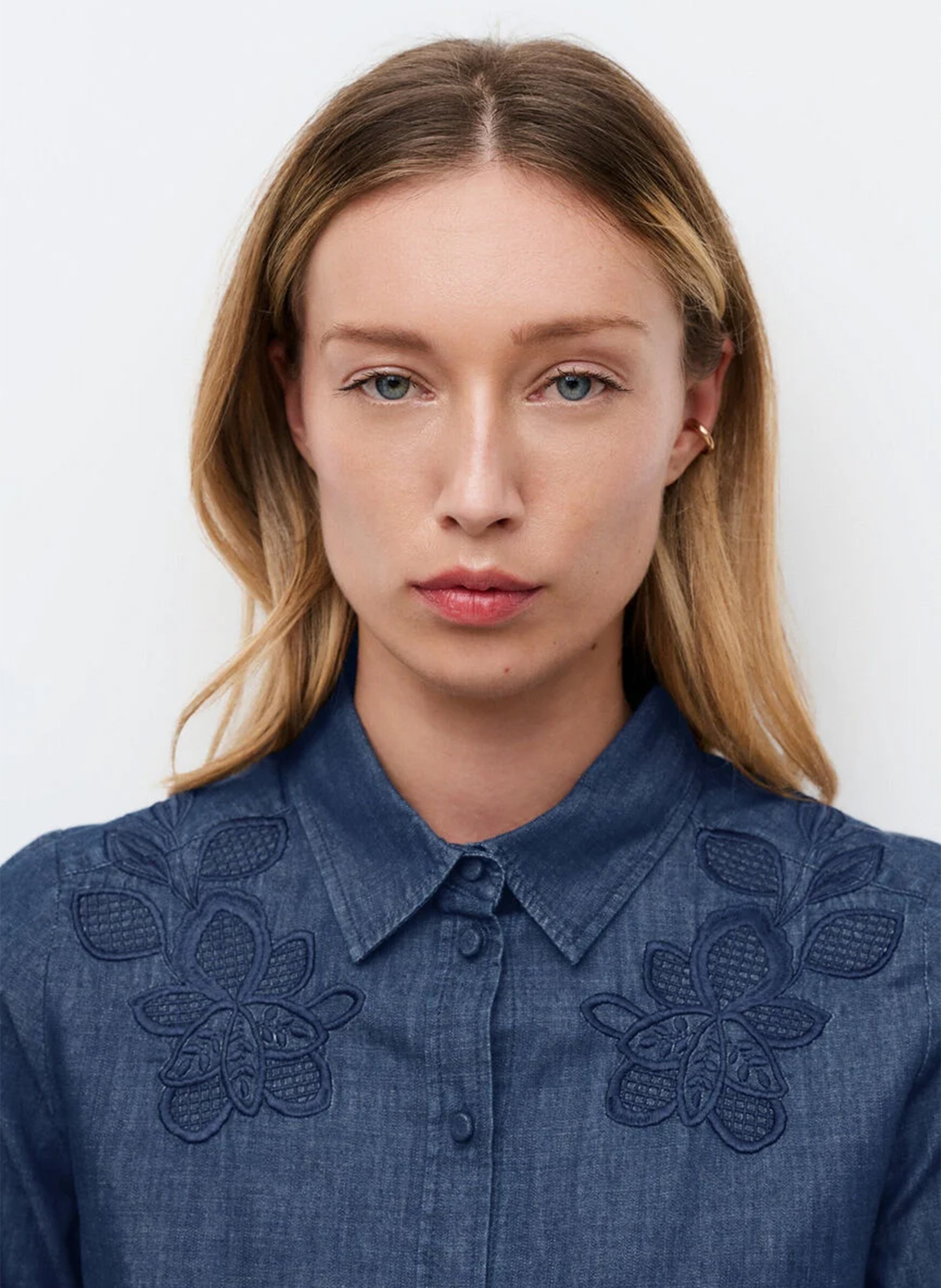 Chemise droite col classique en coton CAROLL Bleu