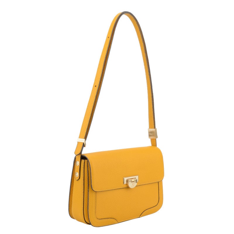 Crossbody bag in cowhide leather POURCHET Orange