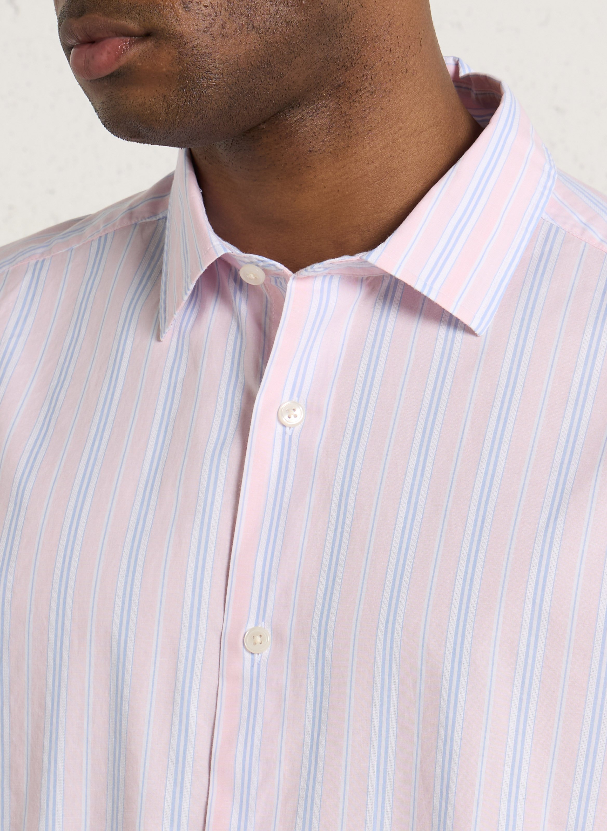 Chemise regular-fit col classique rayée en coton GANT Rose