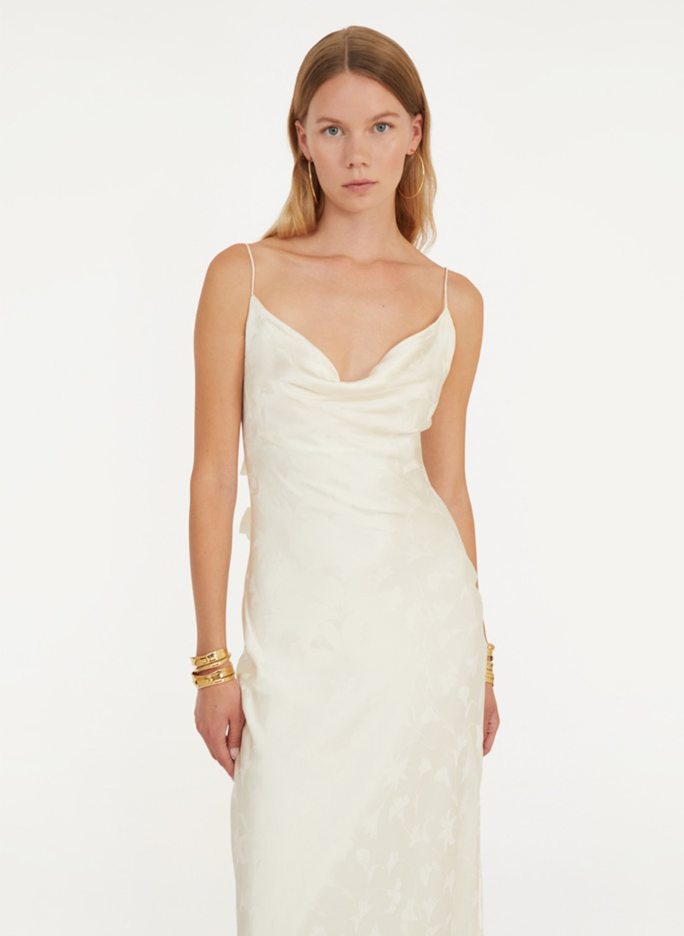 Langes Seidenkleid mit Druck ROTATE Mehrfarbig