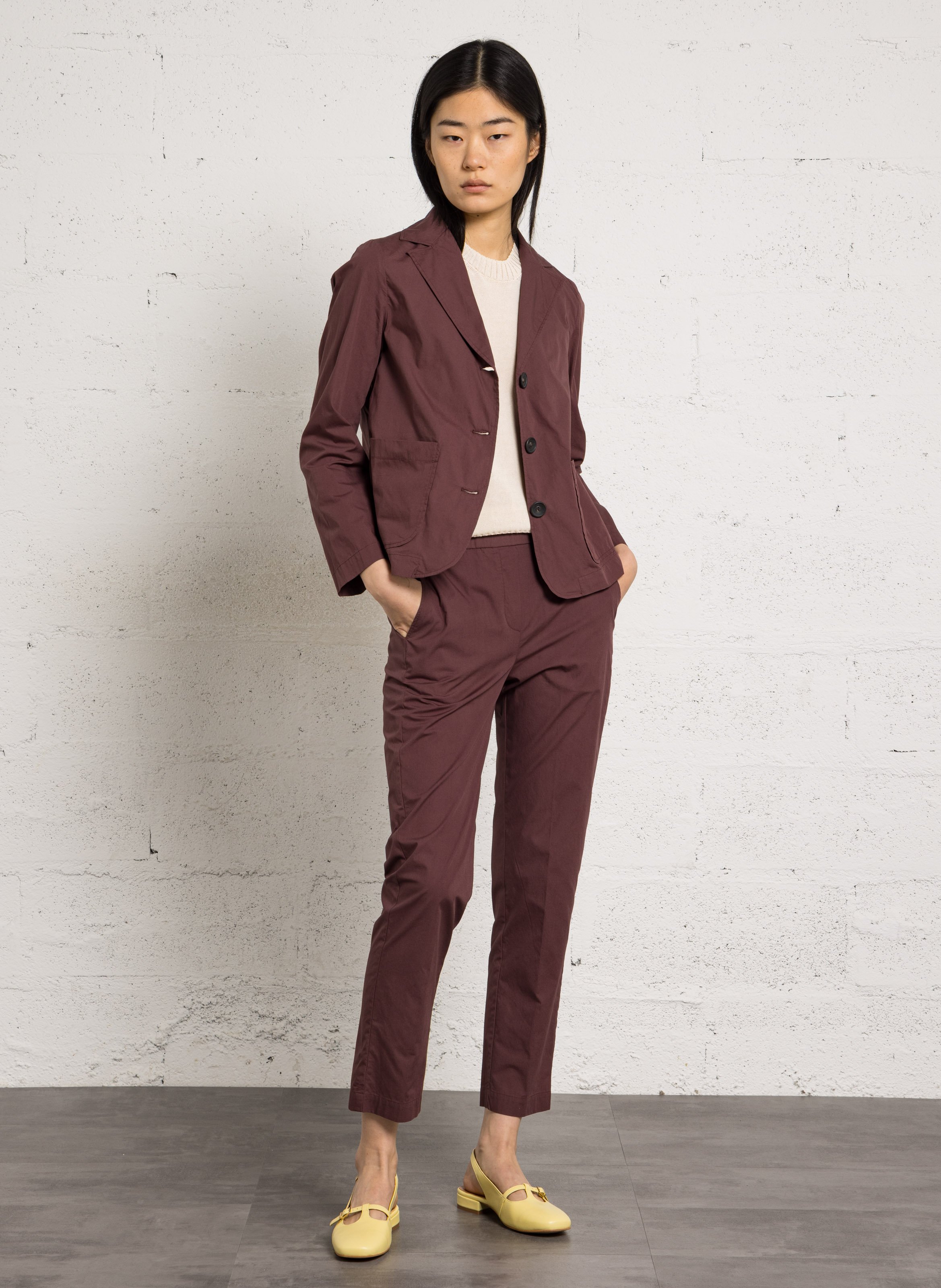 Pantalon slim en coton DIEGA Prune