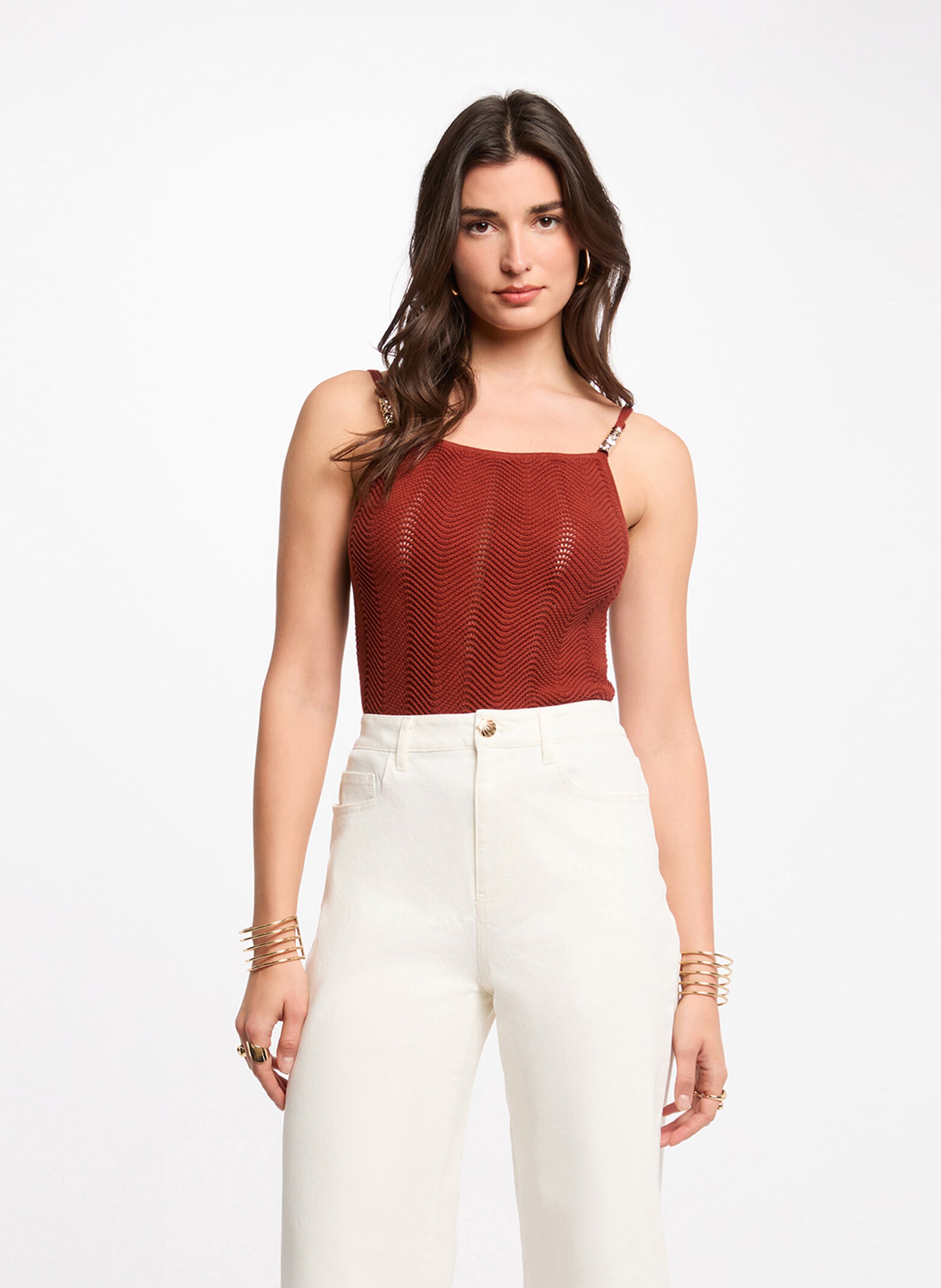 Débardeur en maille fine MORGAN Marron