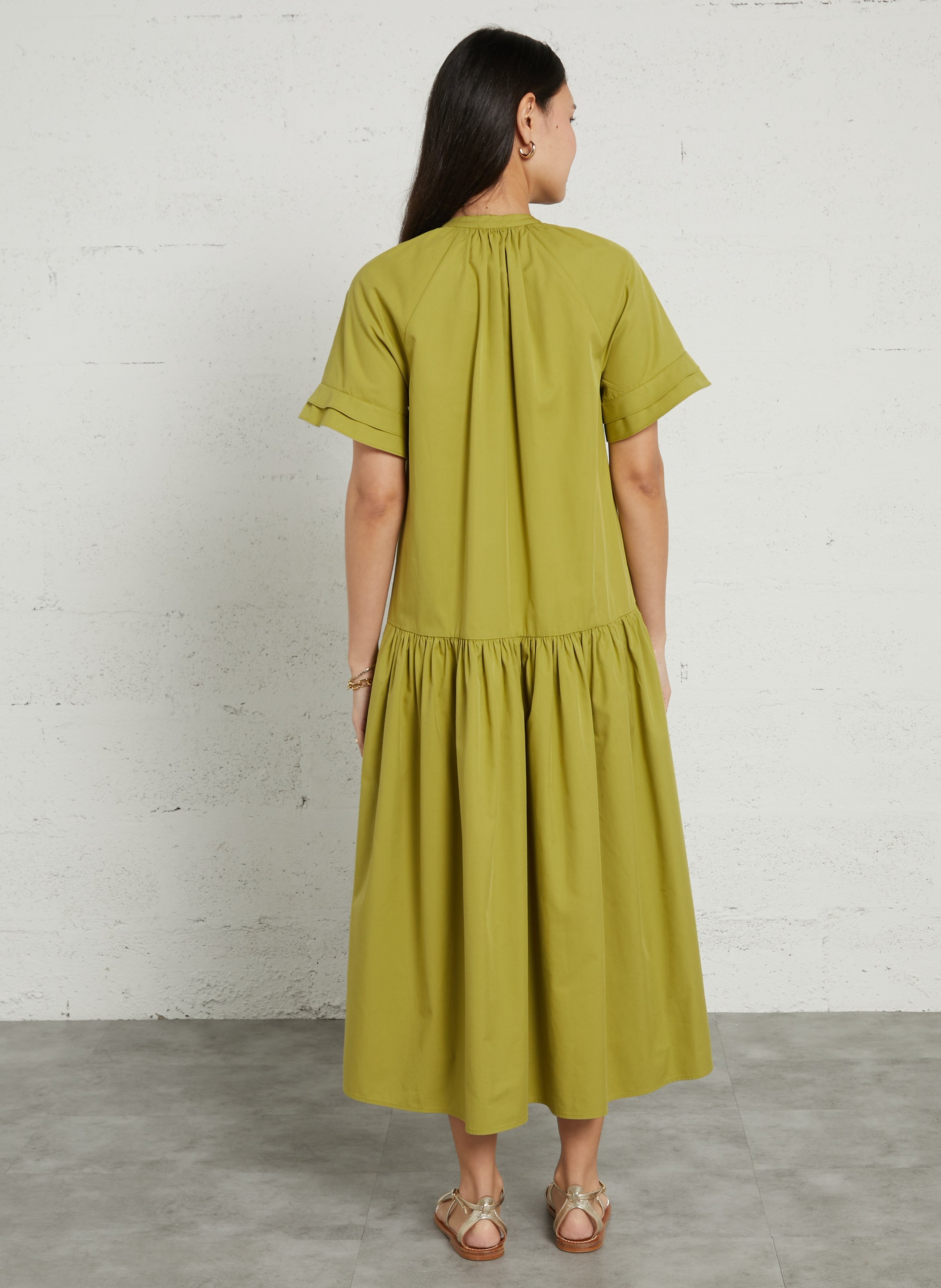 Robe longue col rond en coton mélangé PETITE MENDIGOTE Vert