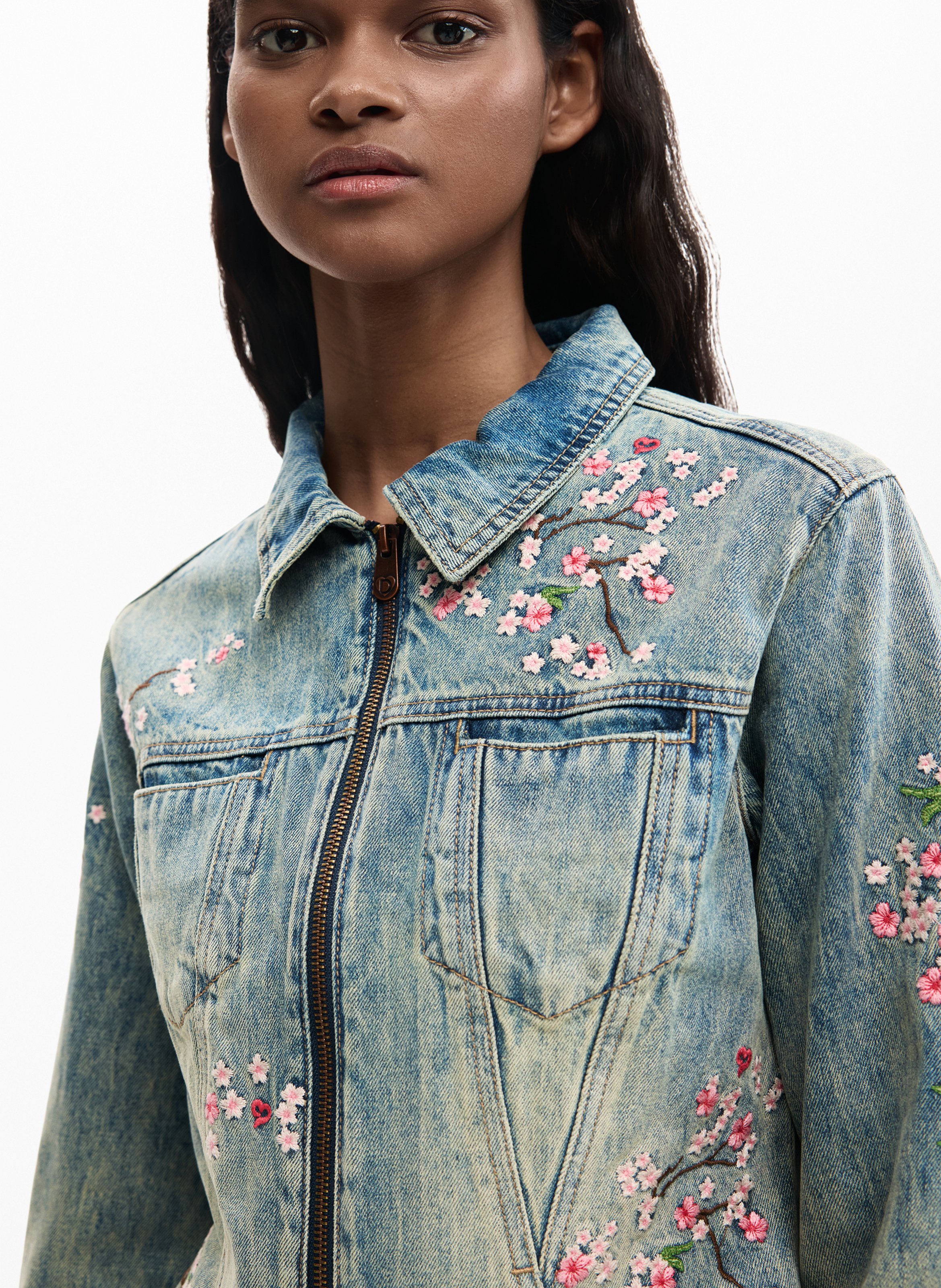 Klassieke katoenen denim jack met kraag DESIGUAL Blauw