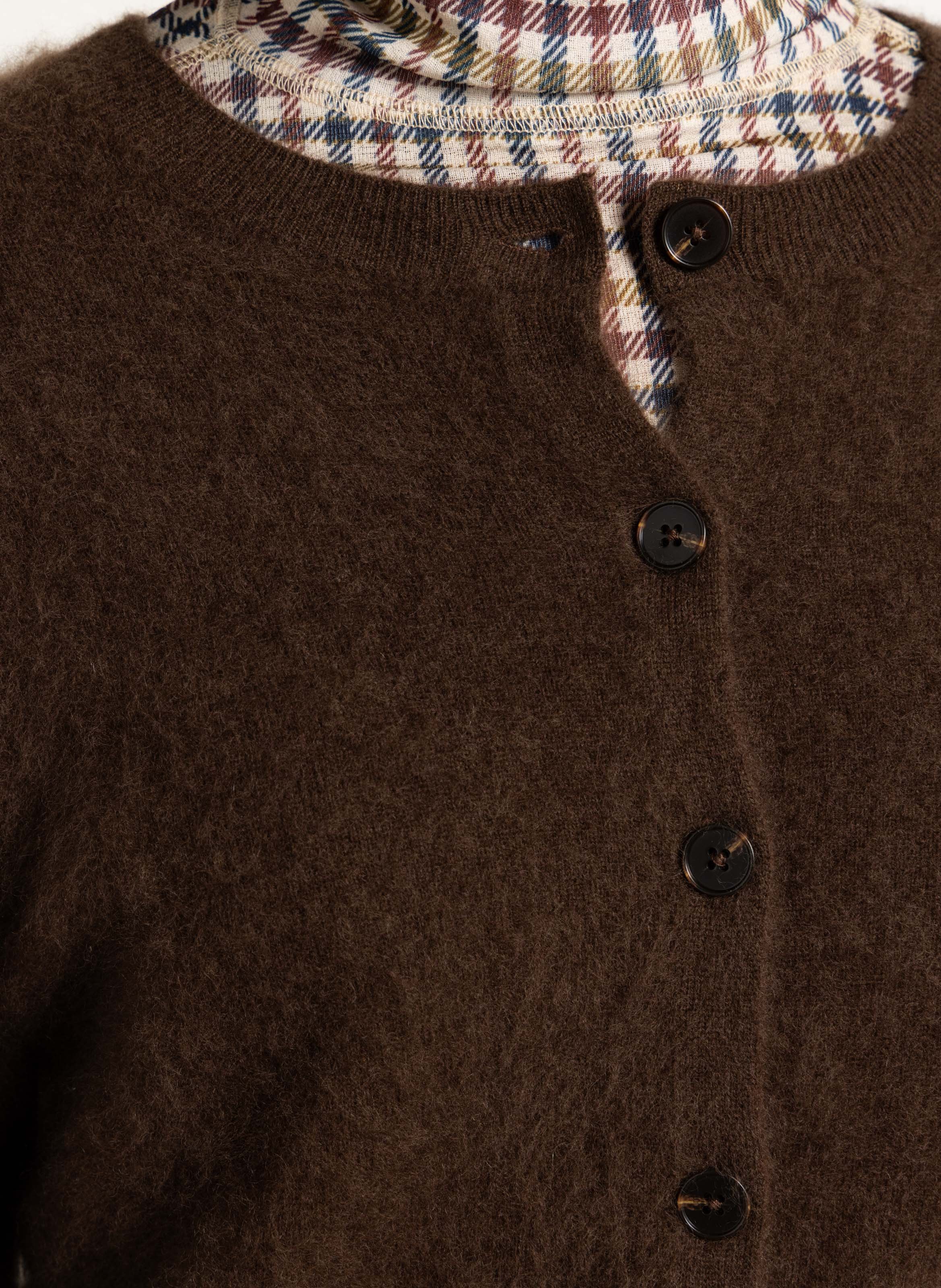 Straight round-neck wool and cashmere vest SUNCOO Brown