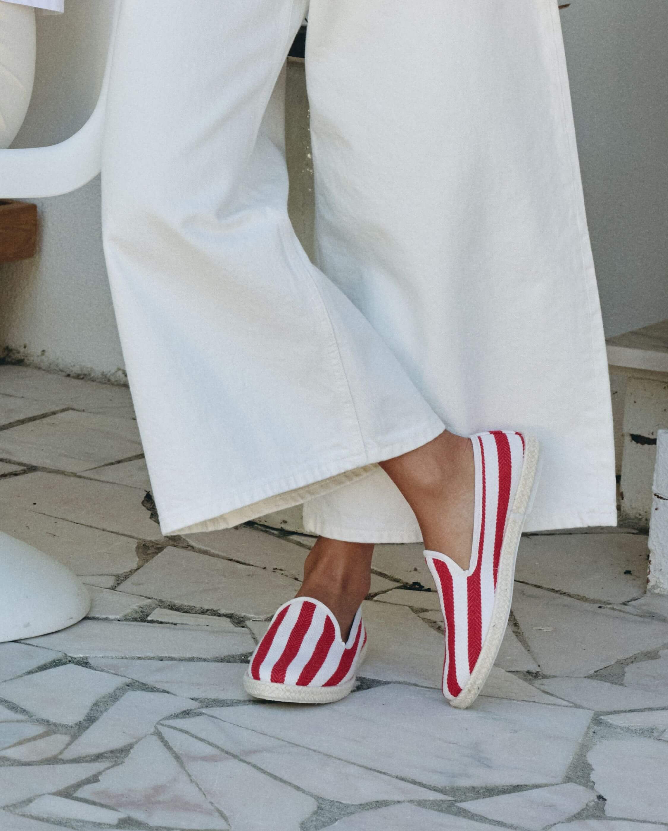 Women's espadrilles, red stripes ANGARDE Stripes