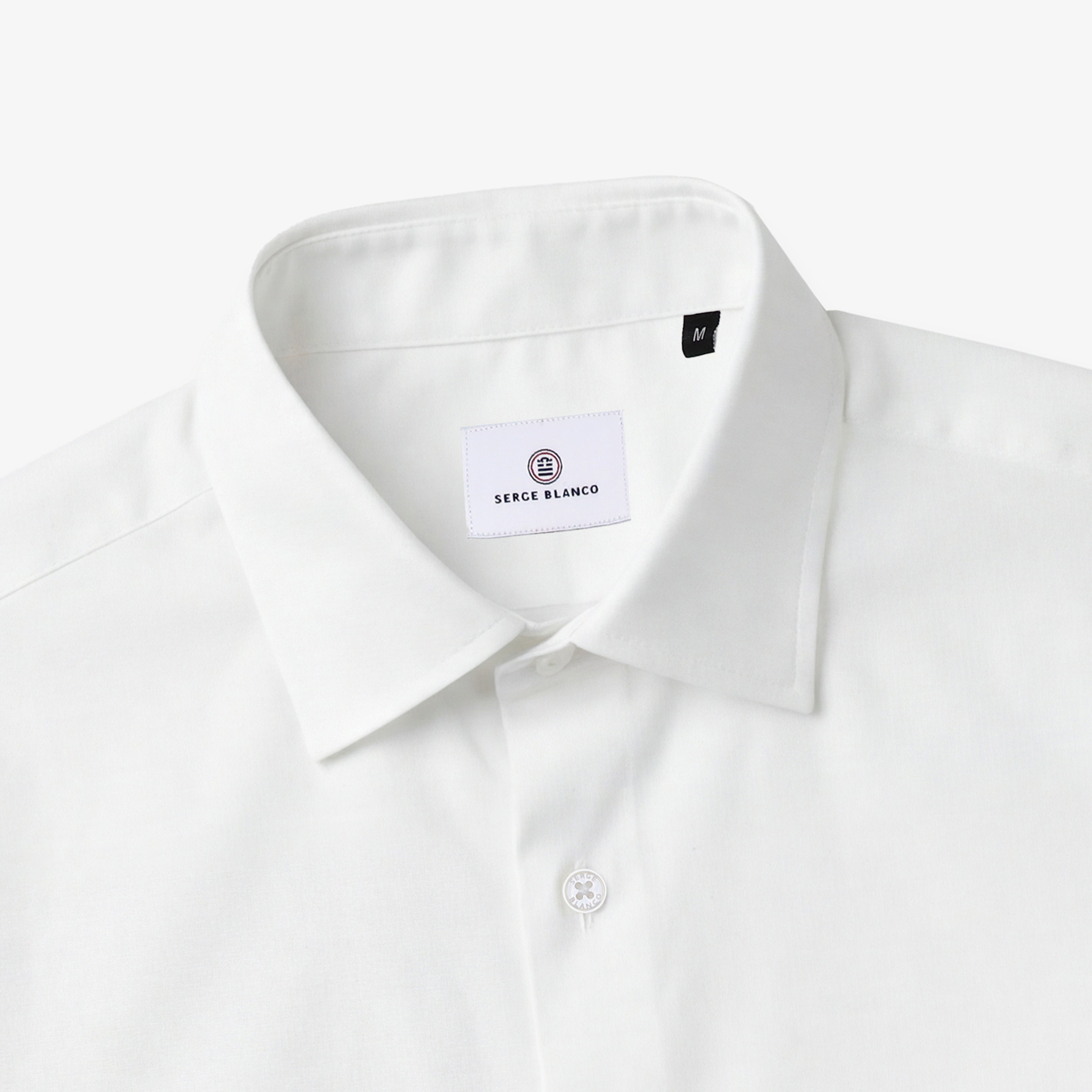 Chemise manches longues en coton blanche sans poche SERGE BLANCO Blanc