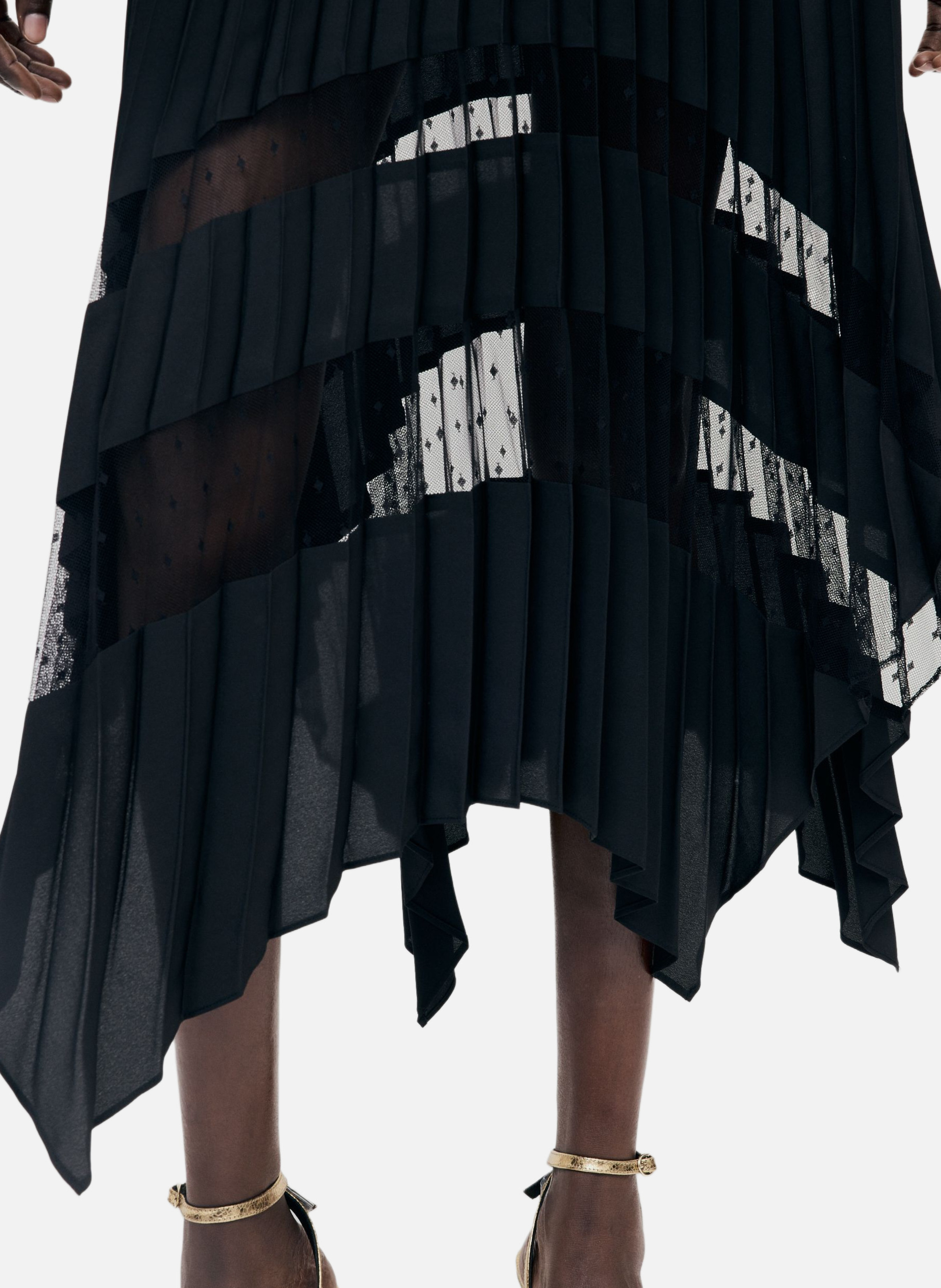 Long pleated asymmetric skirt THE KOOPLES Black