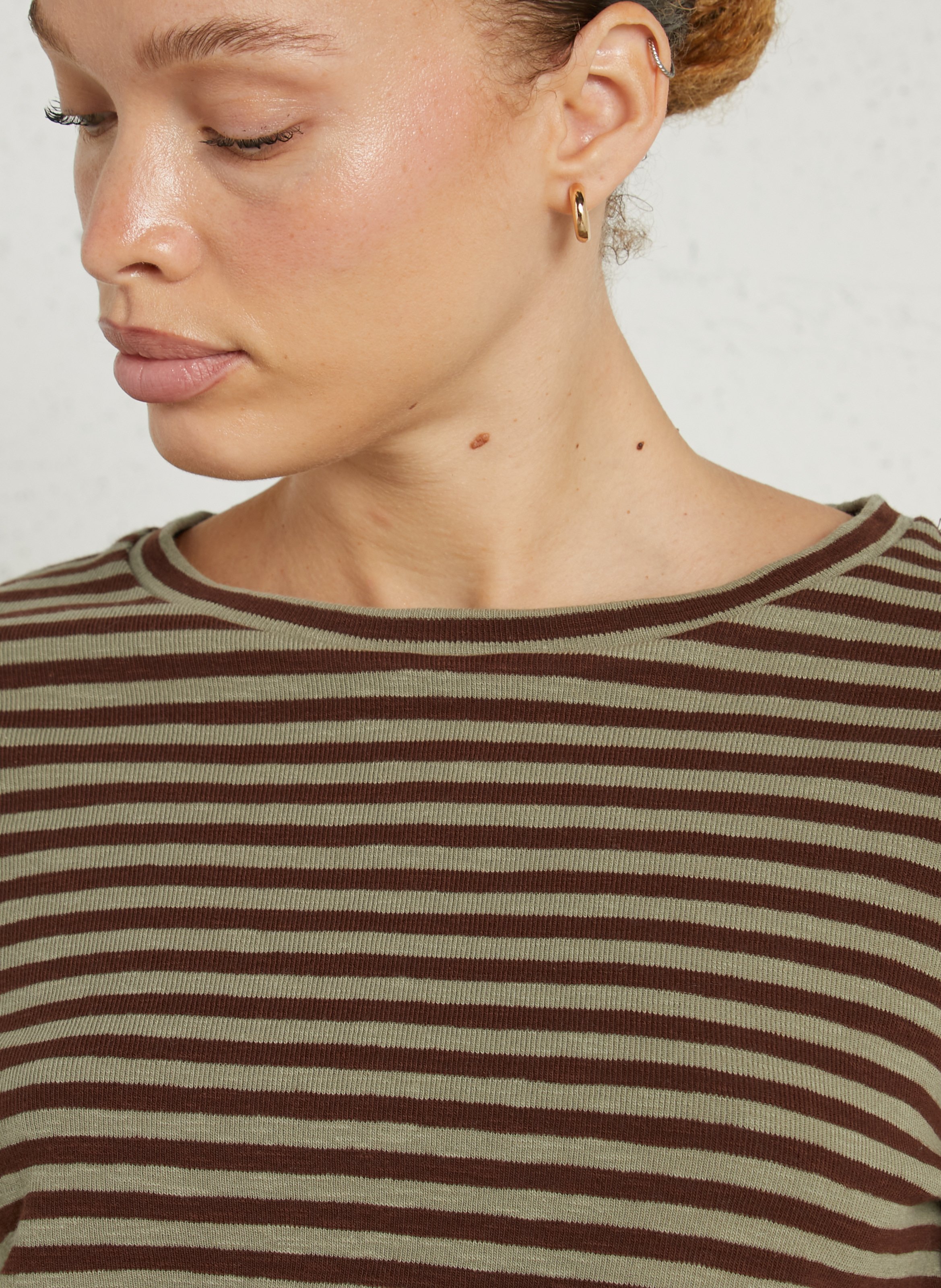 Striped long-sleeve cotton blend t-shirt JC SOPHIE Multicolored