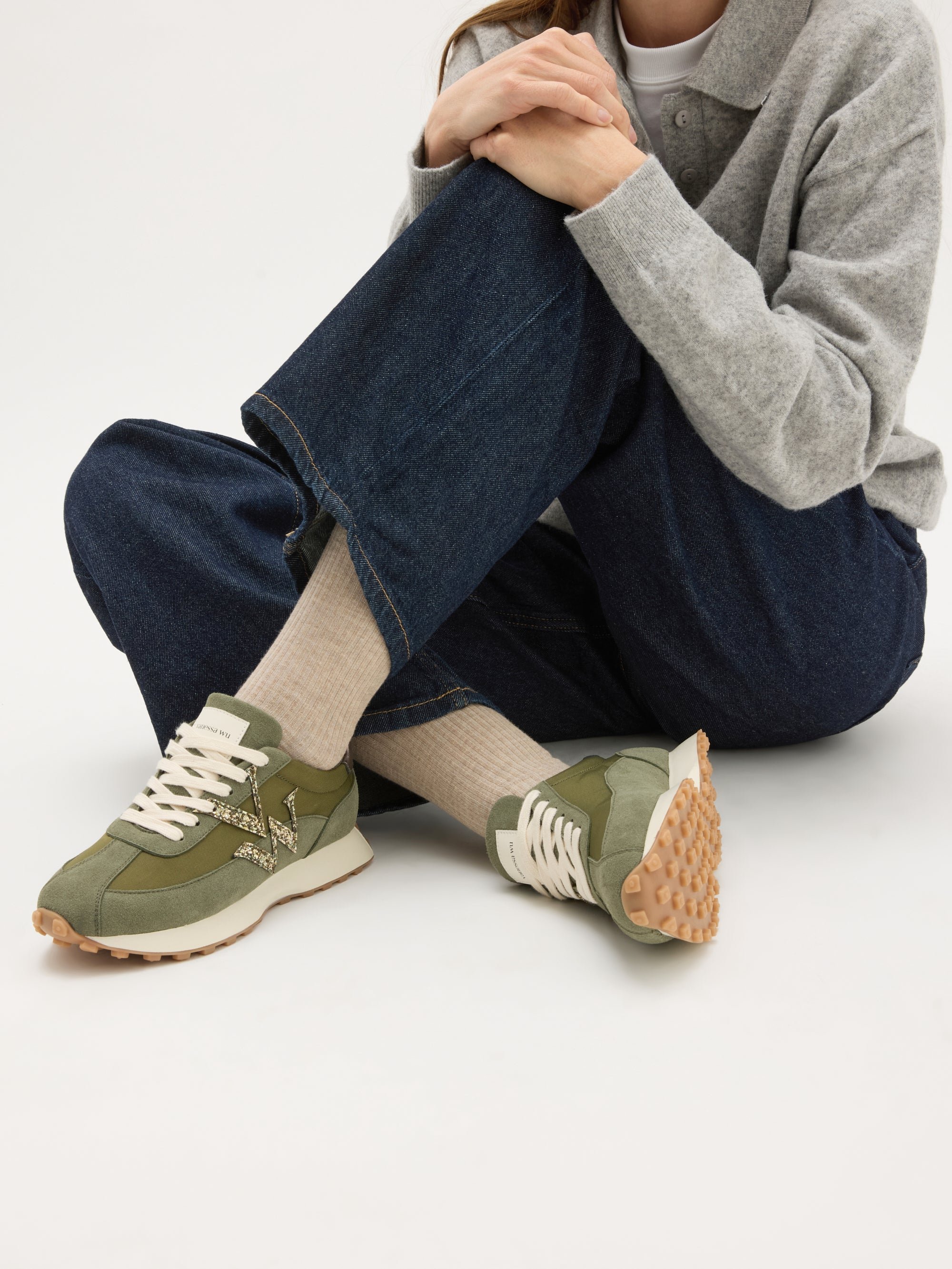 Sneakers with monogram on running sole VANESSA WU Green
