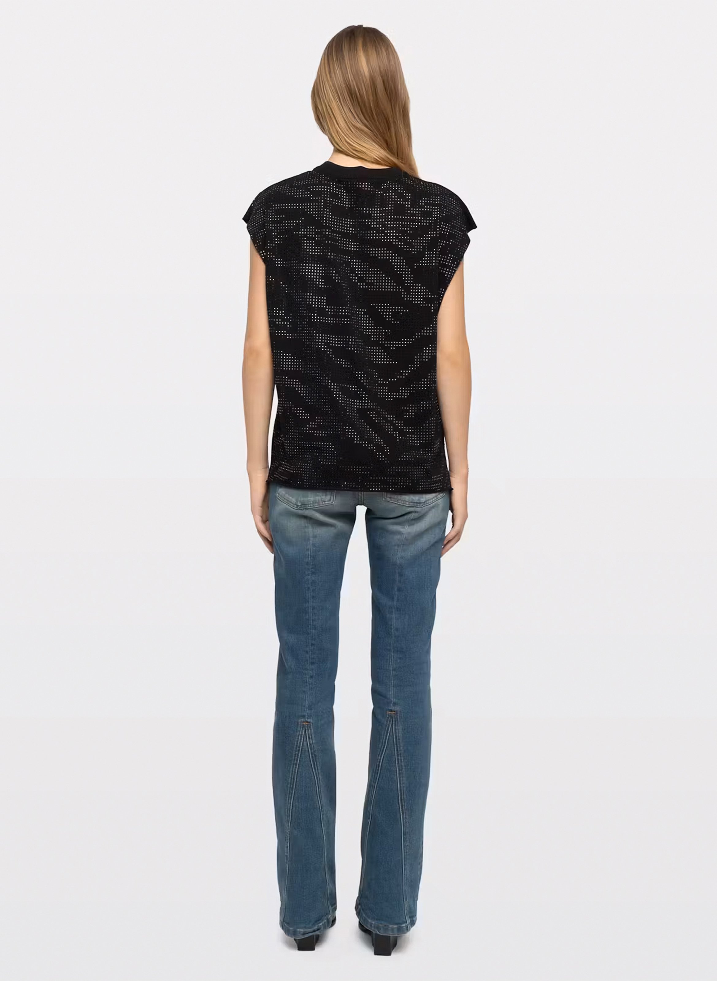 T-Shirt mit Strass und Tierdruck ZADIG&VOLTAIRE Schwarz