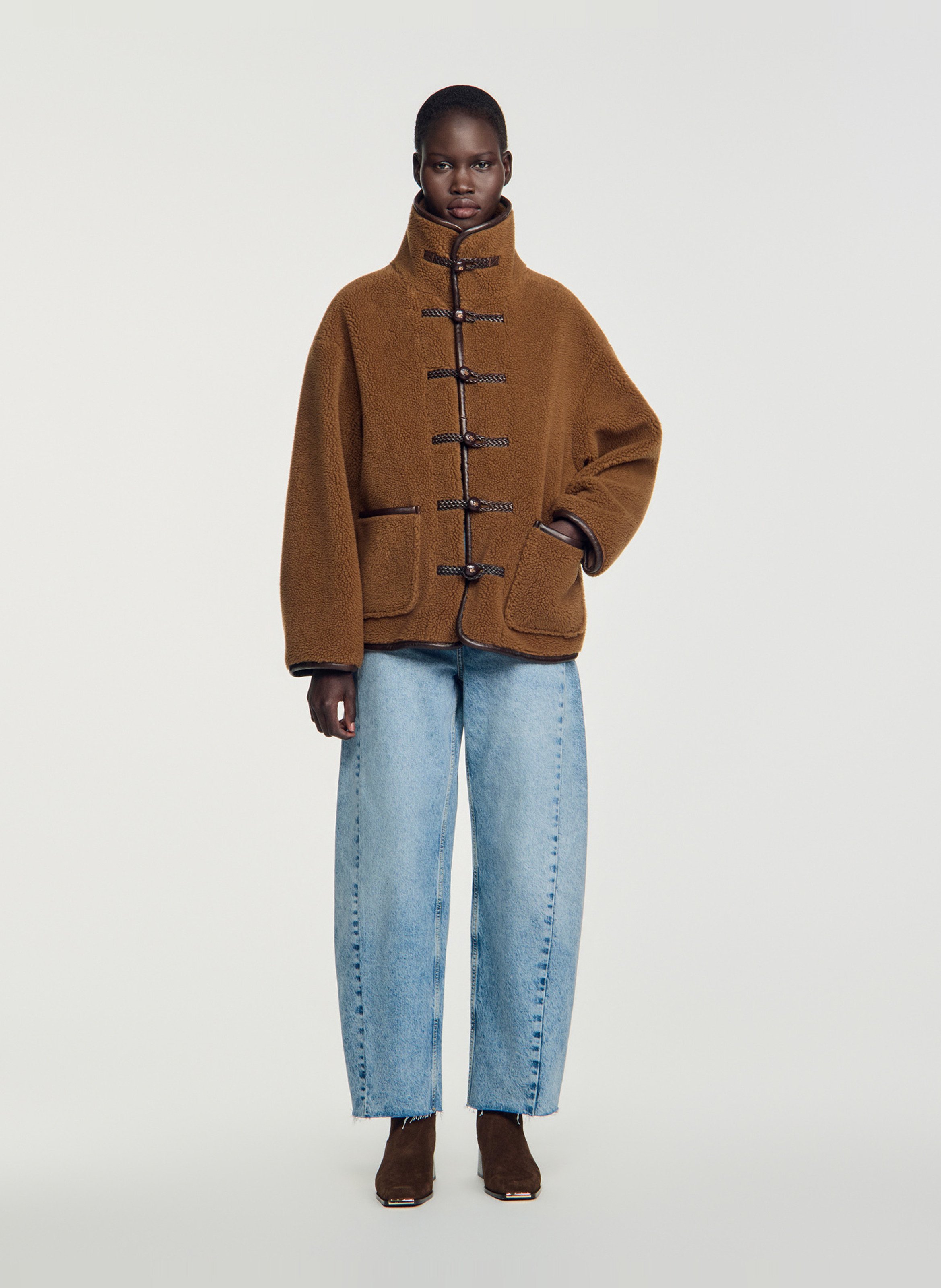 Manteau ample en fausse fourrure SANDRO Marron