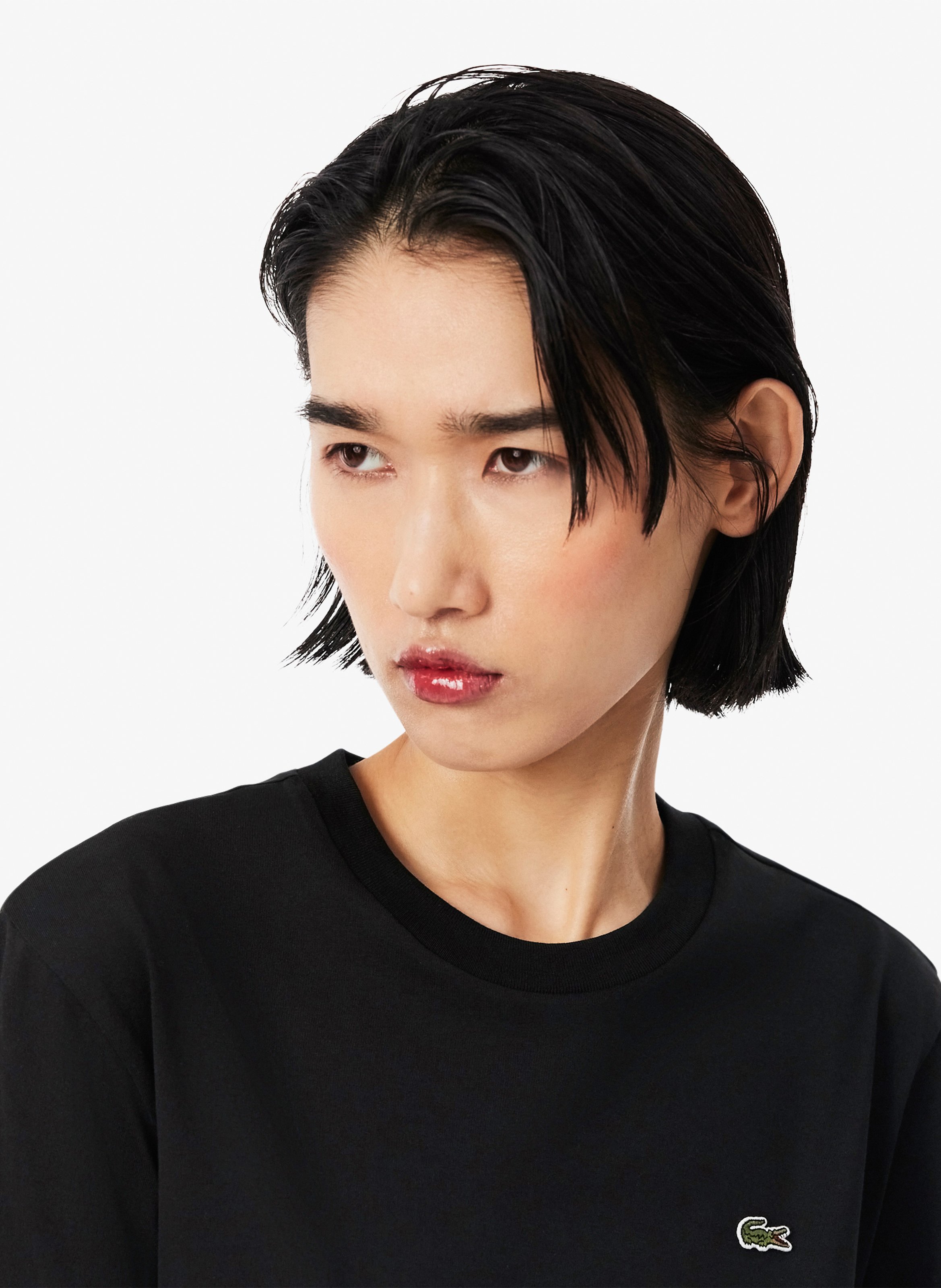 Tee-shirt manches courtes en coton LACOSTE Noir