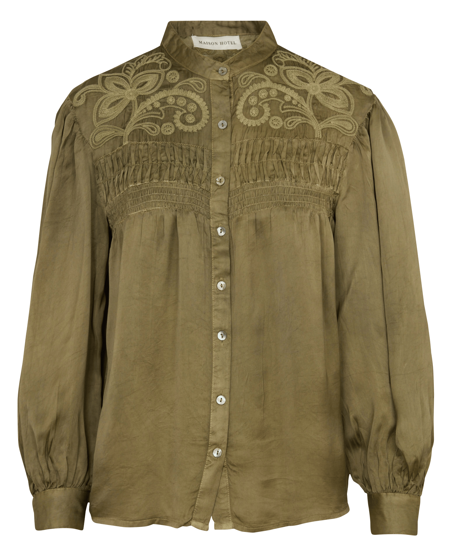Blouse brodée col rond  MAISON HOTEL Kaki