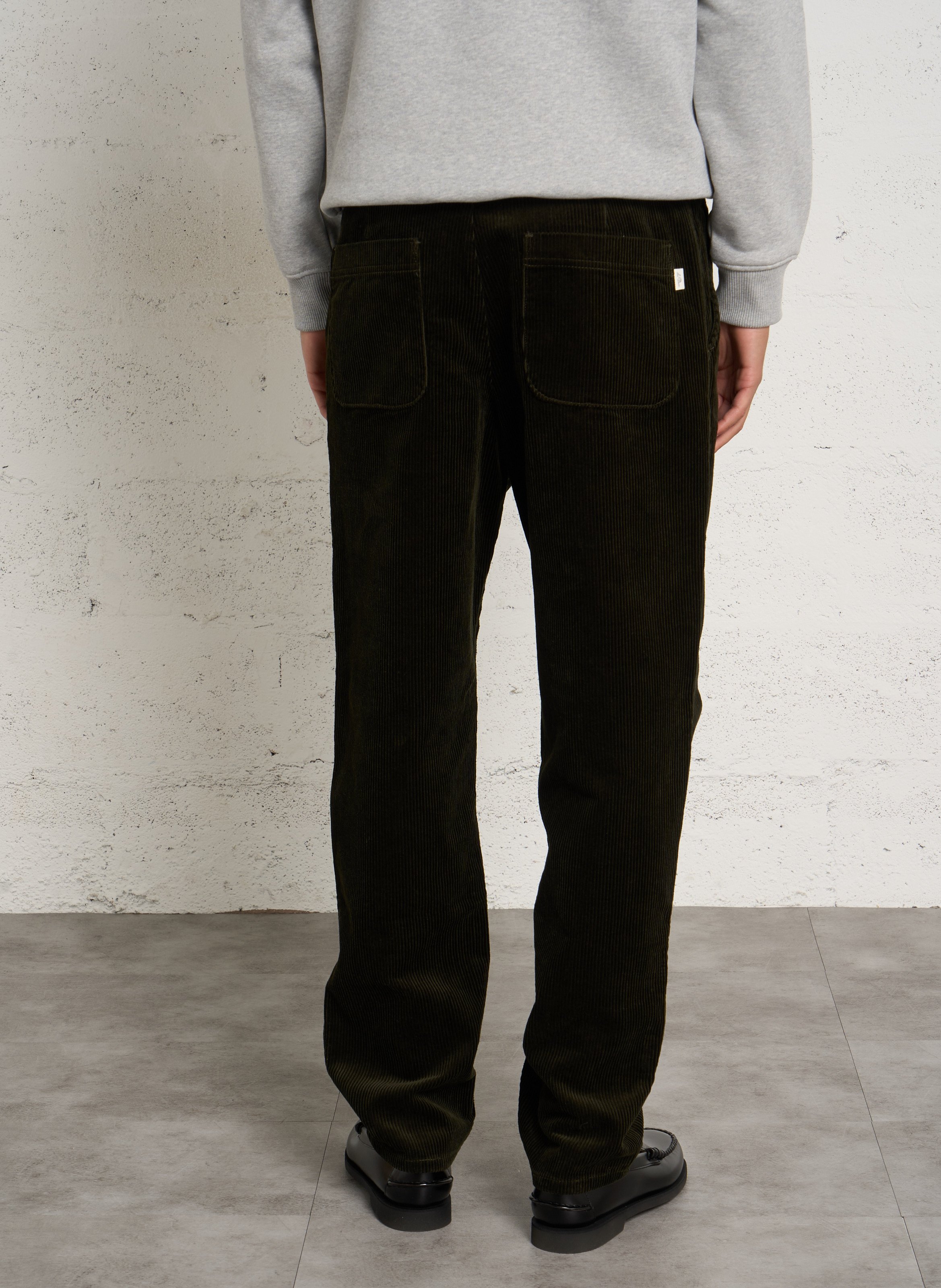 Pantalon droit en velours de coton côtelé LES DEUX Vert