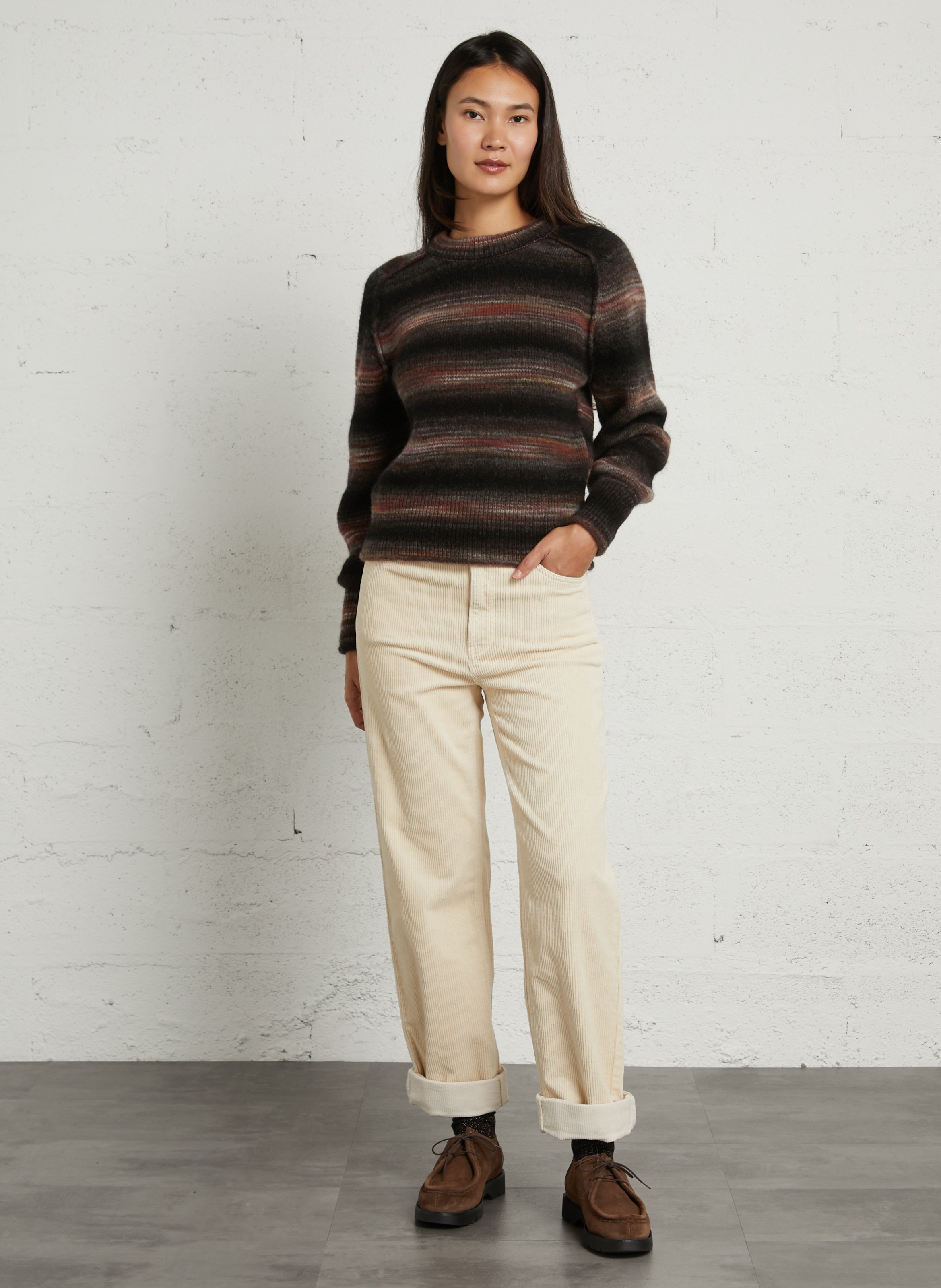 Gerade geschnittener Wollmix-Pullover LEON & HARPER Braun