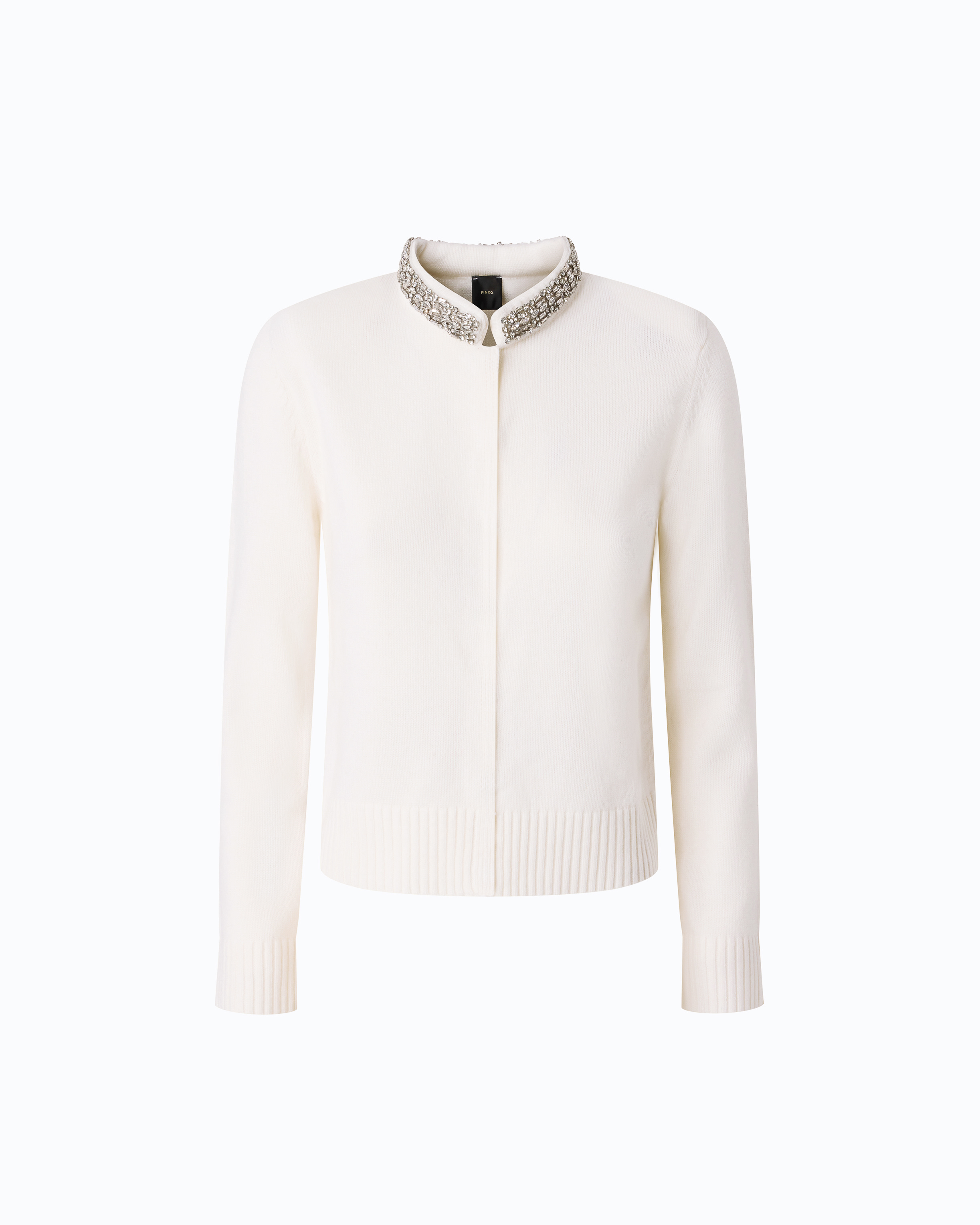 Jewelled Collar Cardigan PINKO White
