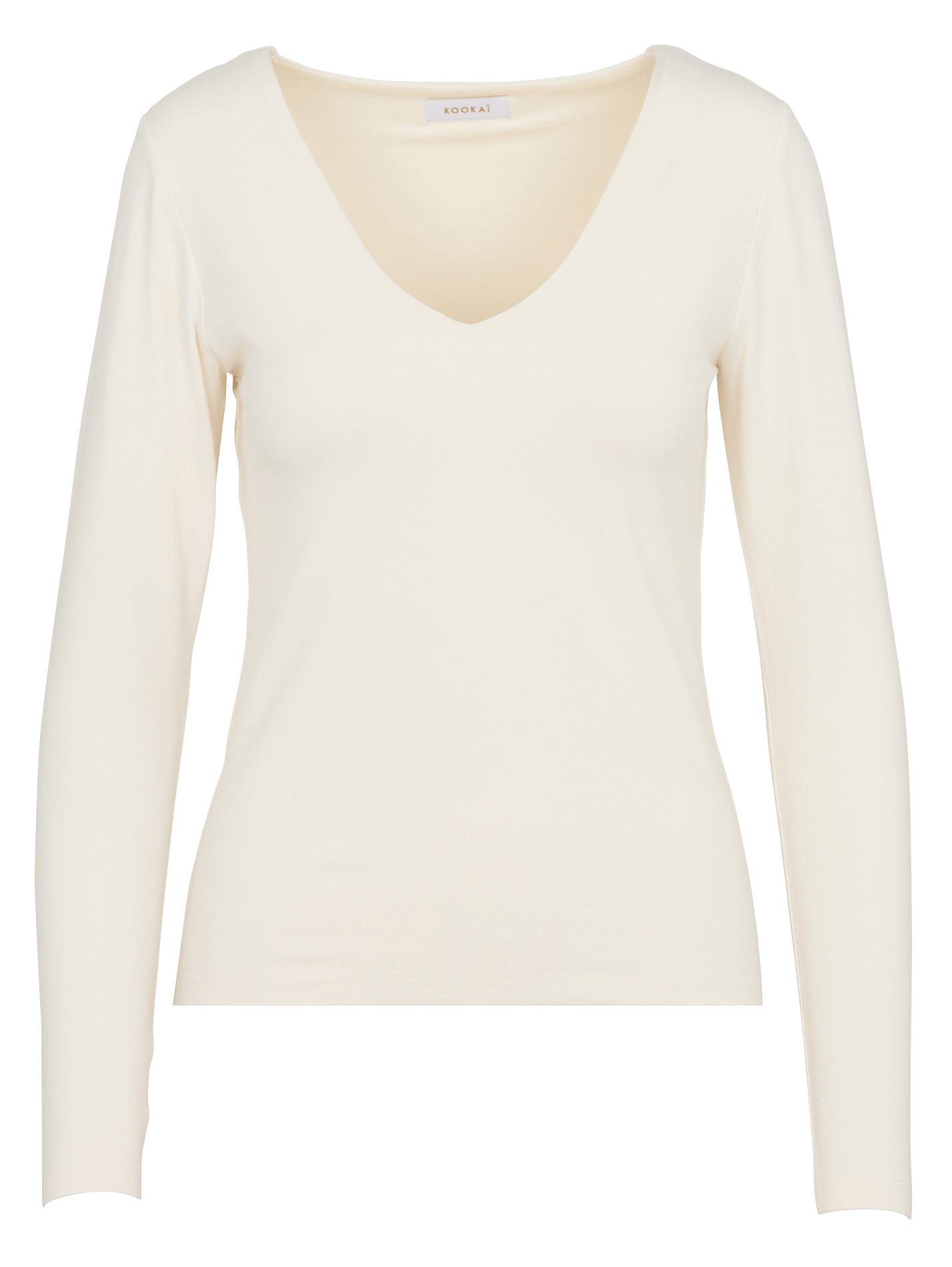 Einfarbiges V-Ausschnitt-T-Shirt aus Baumwollmischung KOOKAI Weiss