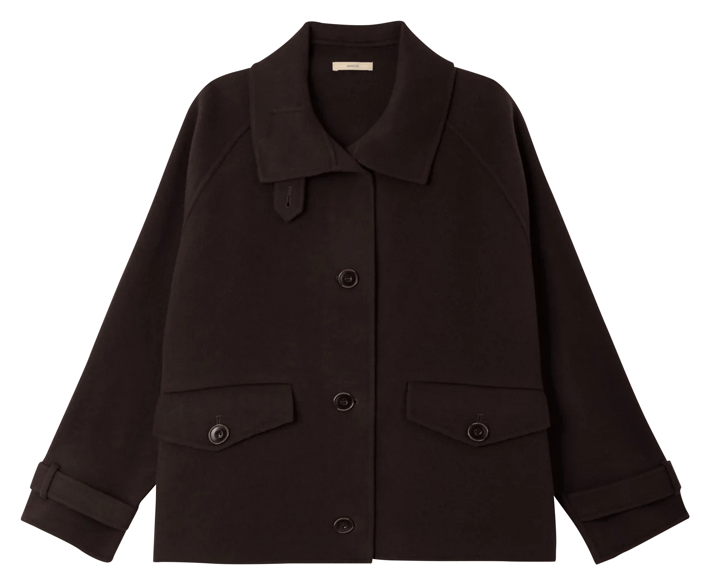 Short high-neck wool-blend coat | Khaki SESSUN Women