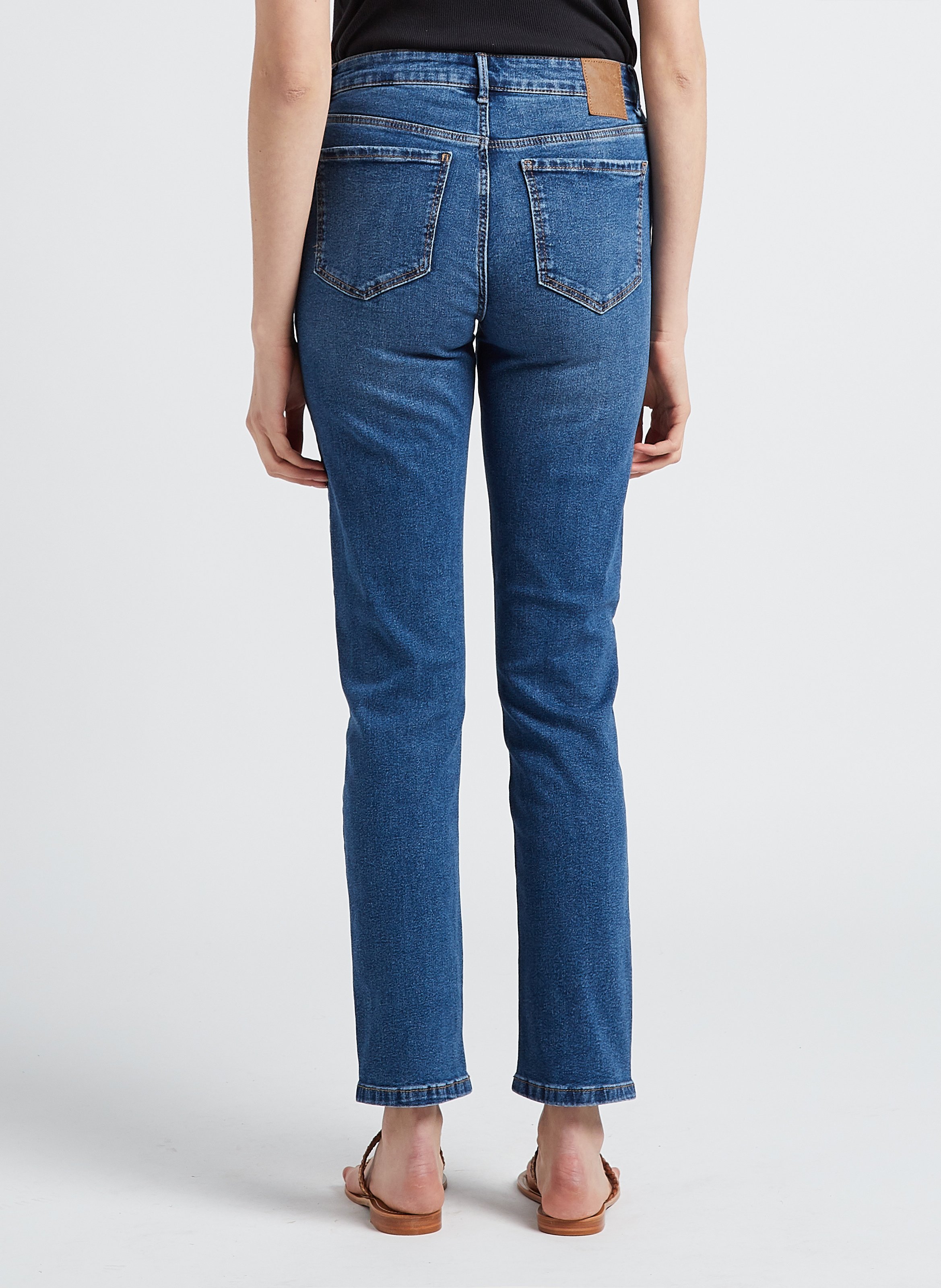 Straight Cut Jeans mit mittelhohem Bund aus Baumwolldenim VILA Blau