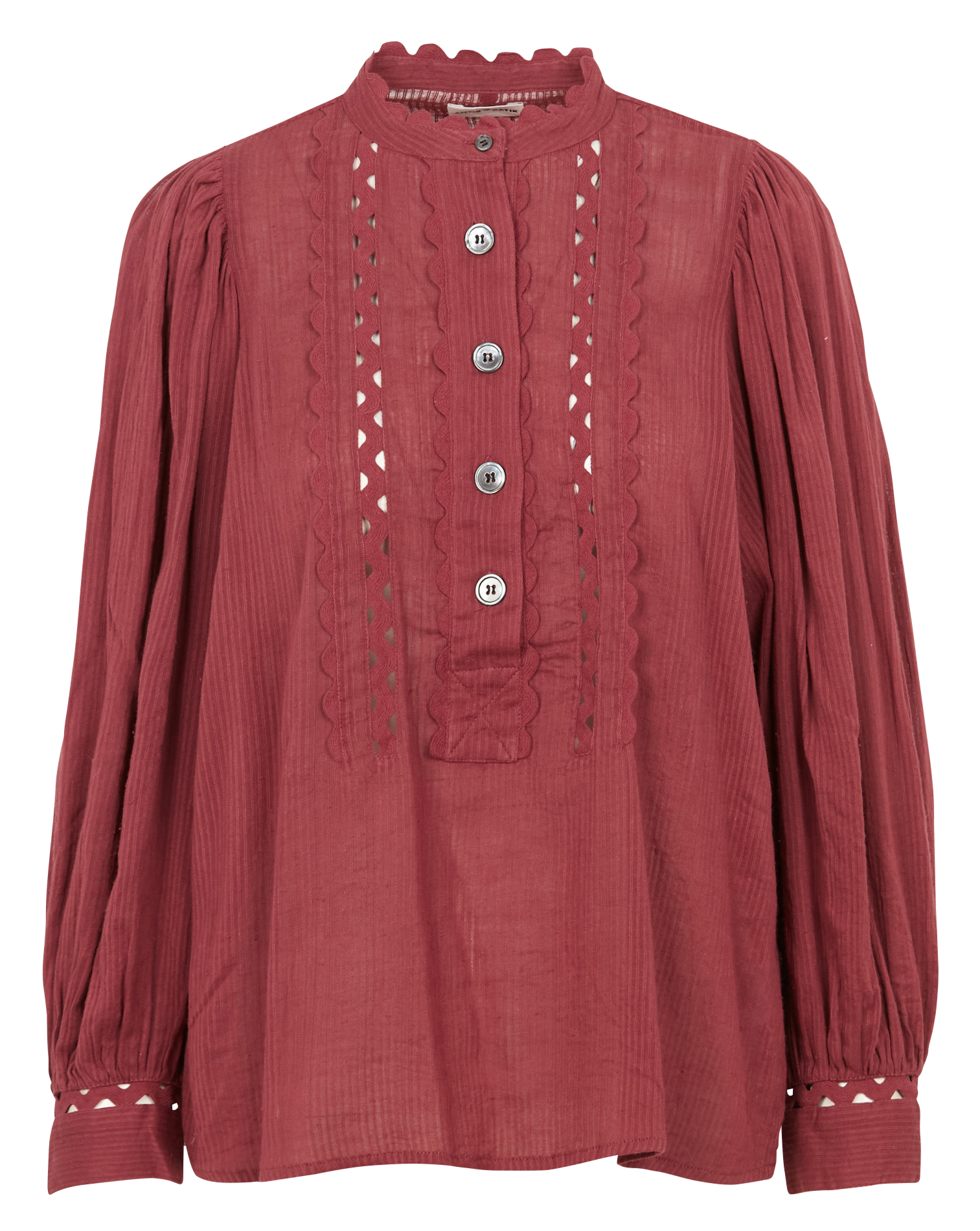 Baumwollbluse mit Rundhalskragen ANTIK BATIK Pflaume