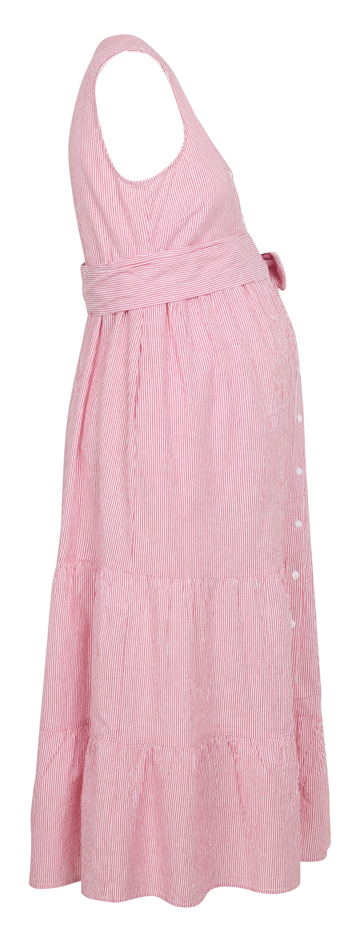 Robe de grossesse droite col V en coton rayé SERAPHINE Rouge