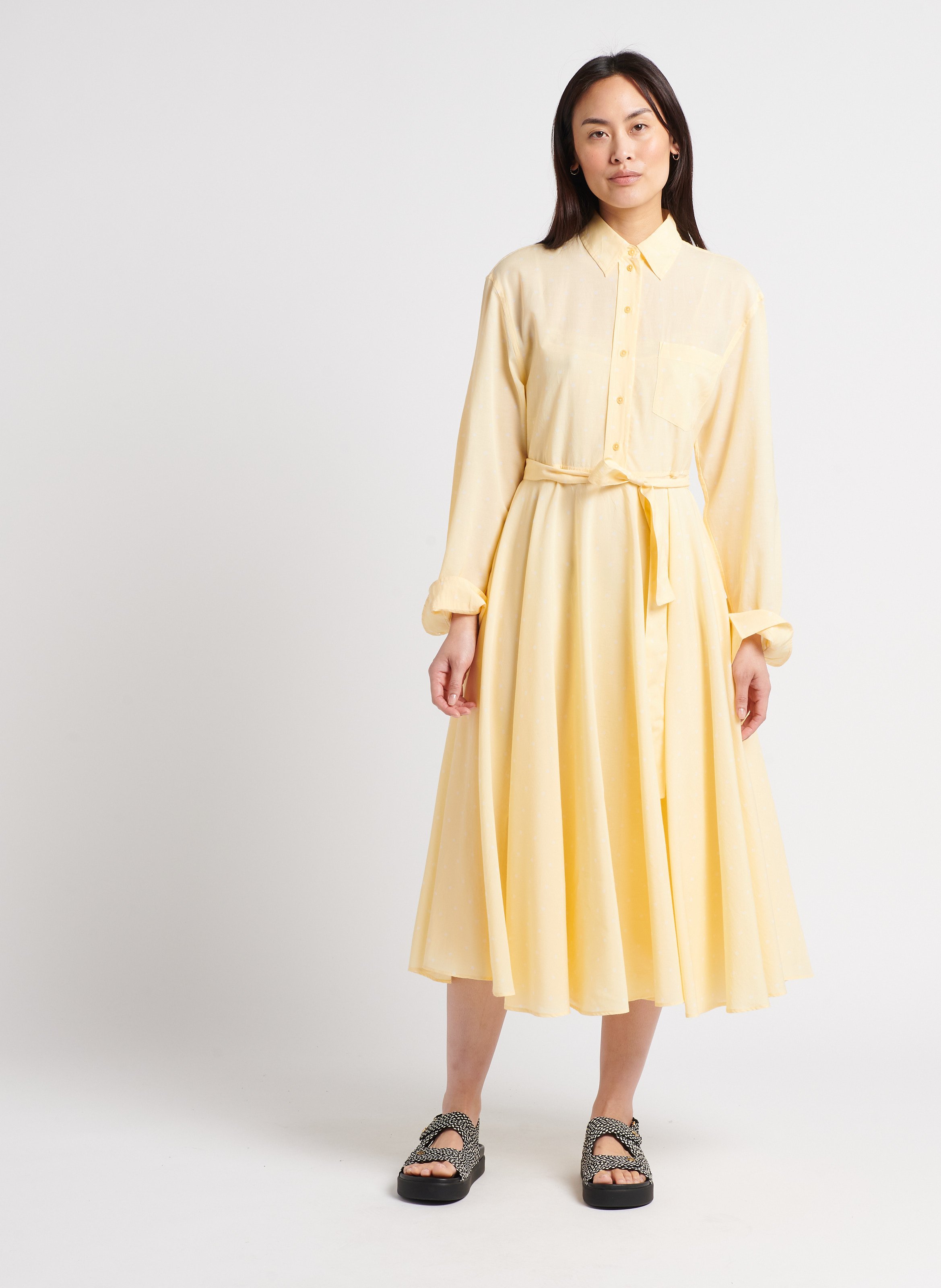 Hemd-Kleid aus Baumwollvoile LAURENCE BRAS Gelb