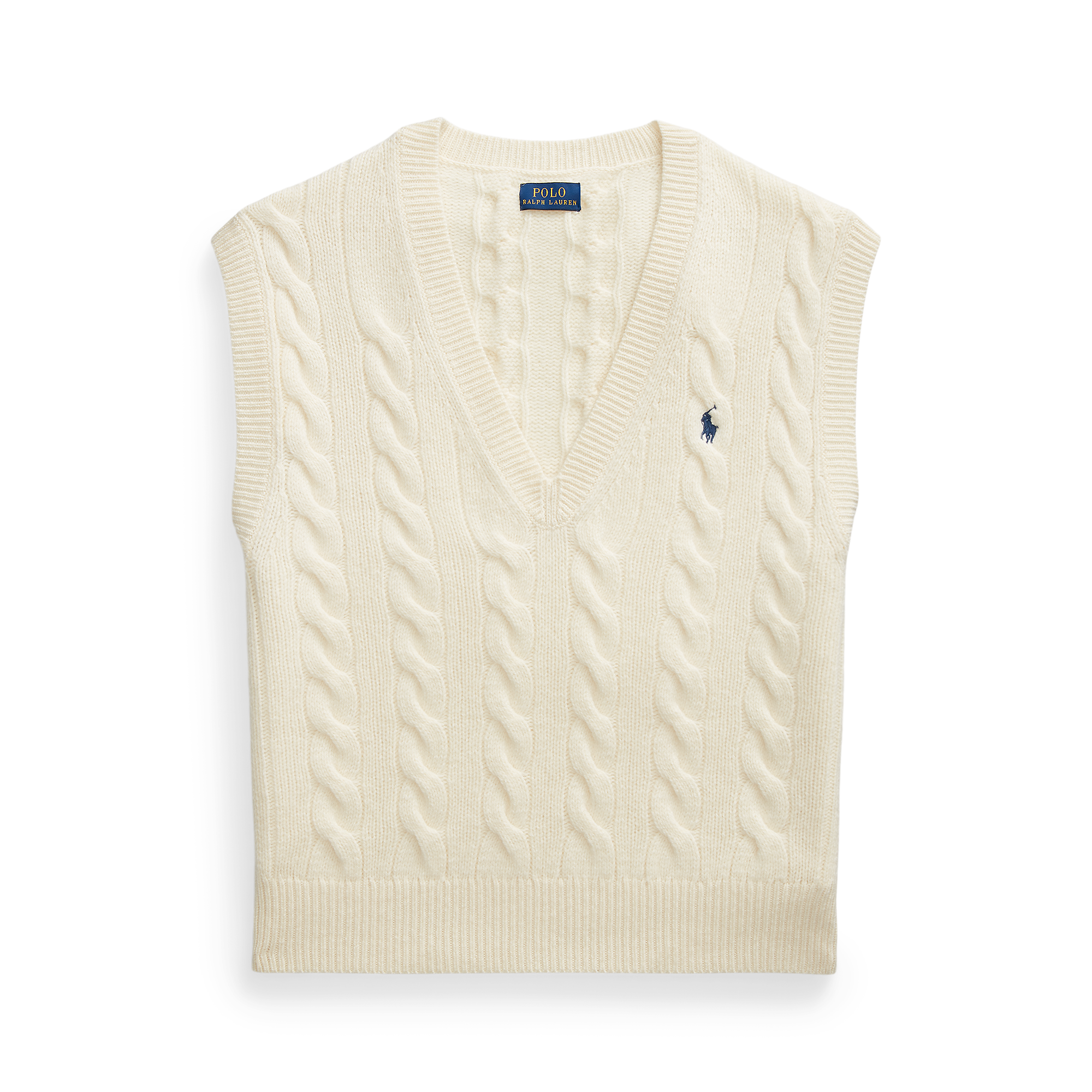 Pull droit col V en laine mélangée POLO RALPH LAUREN Blanc