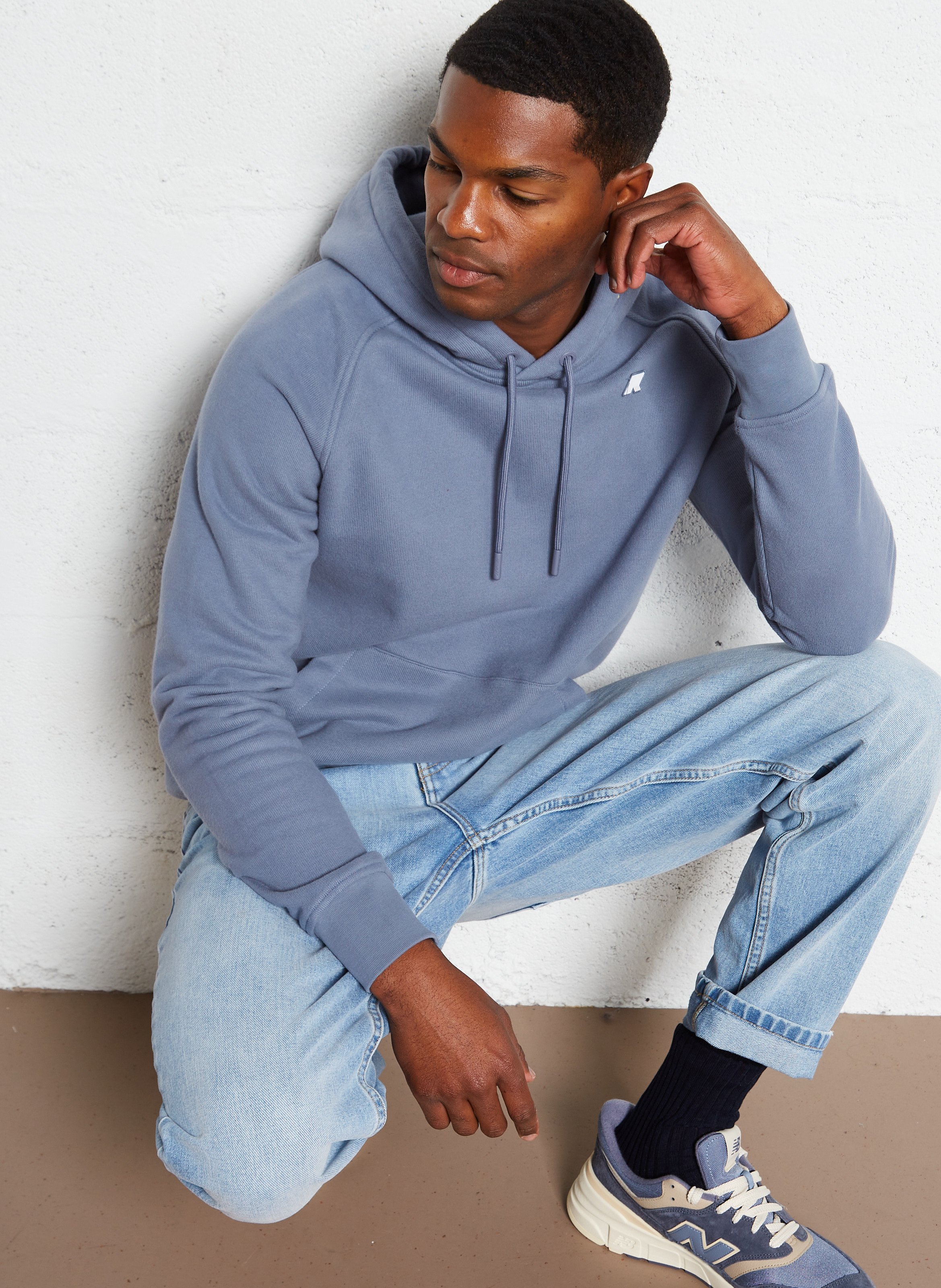 Sweat à capuche en coton mélangé K-WAY Bleu