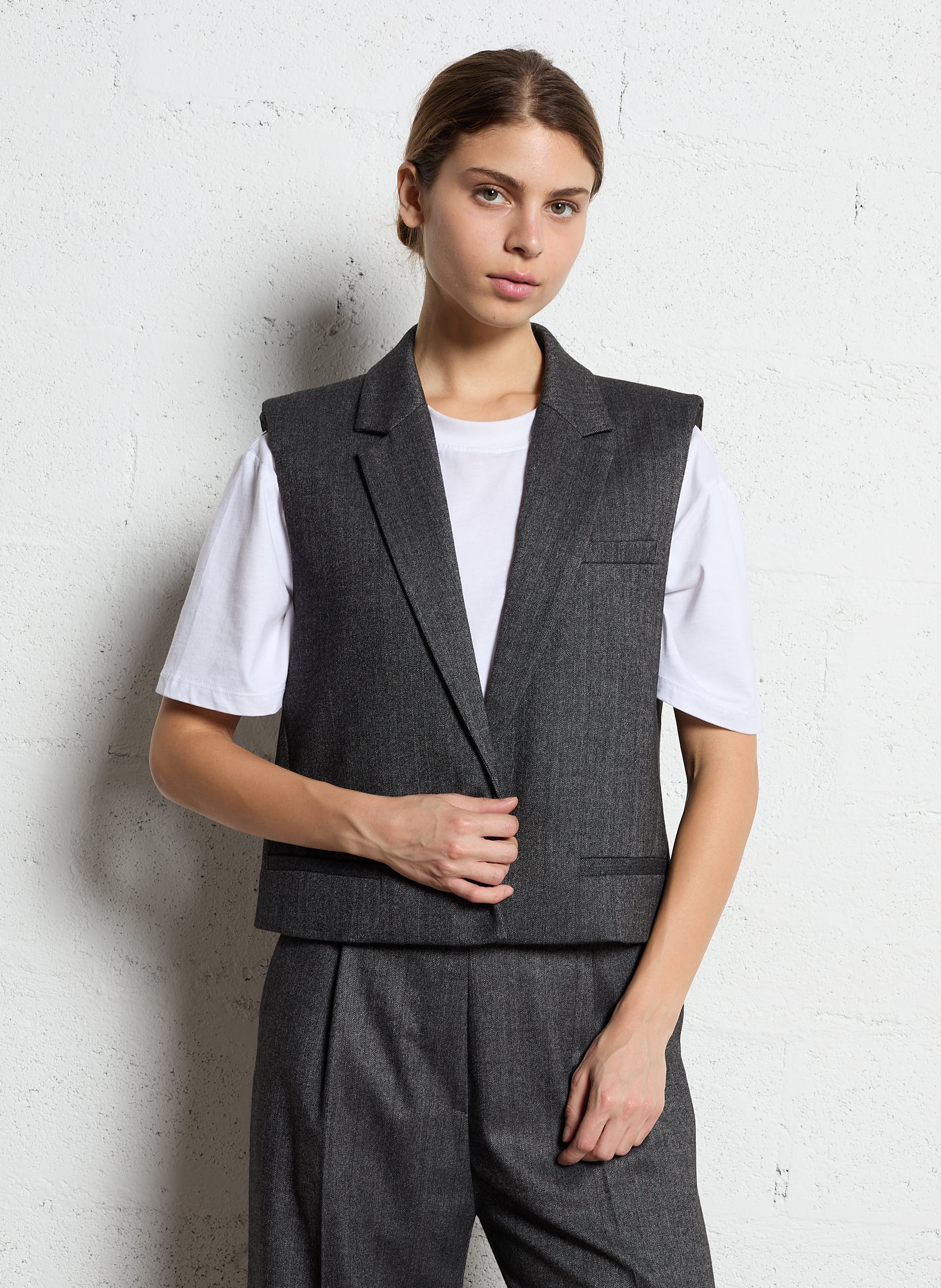 Straight blazer with lapel collar IMPERIAL Grey