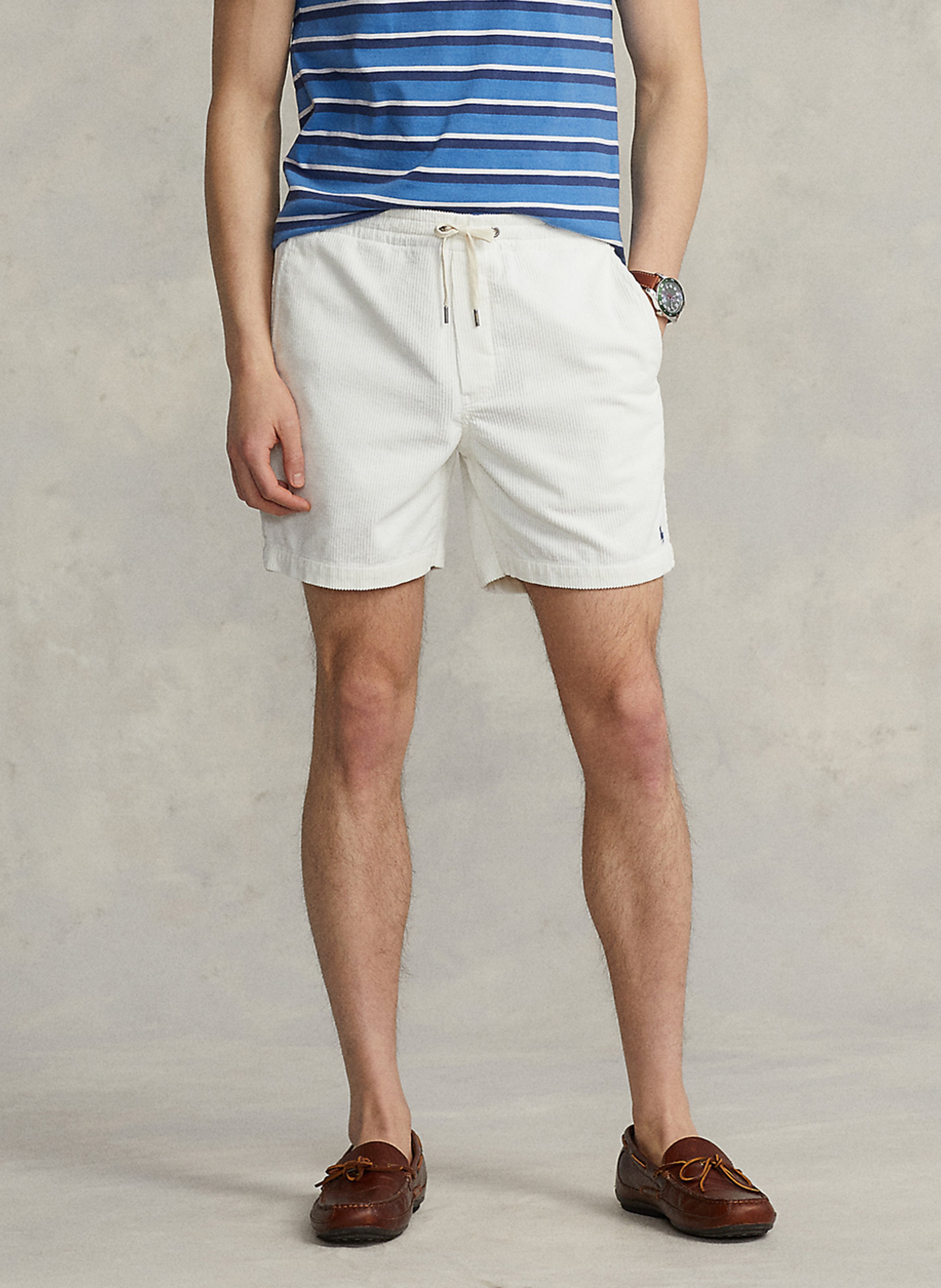 Ribbed cotton straight shorts POLO RALPH LAUREN White