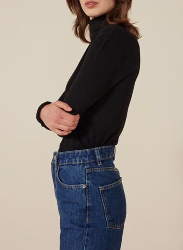 Cotton turtleneck T-shirt PETIT BATEAU Black