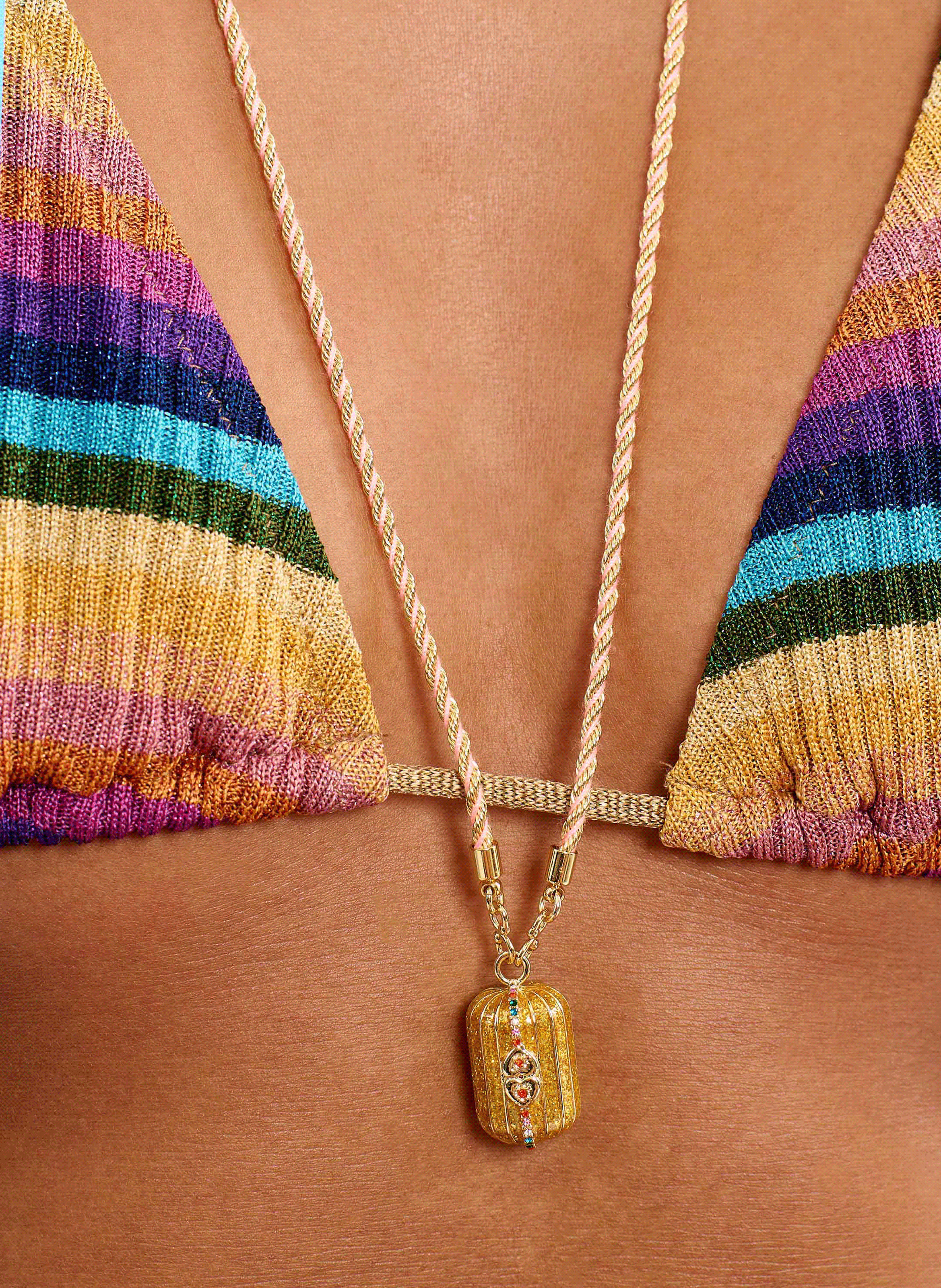 Long cord necklace with central charm HIPANEMA Golden