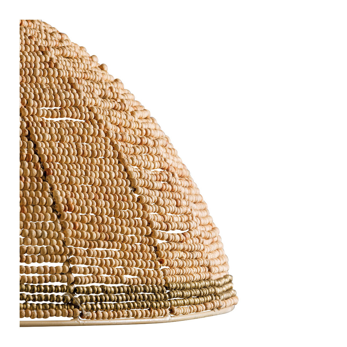 Gaya wooden bead pendant light - natural and gold - ø 65 cm BLANC D'IVOIRE Beige