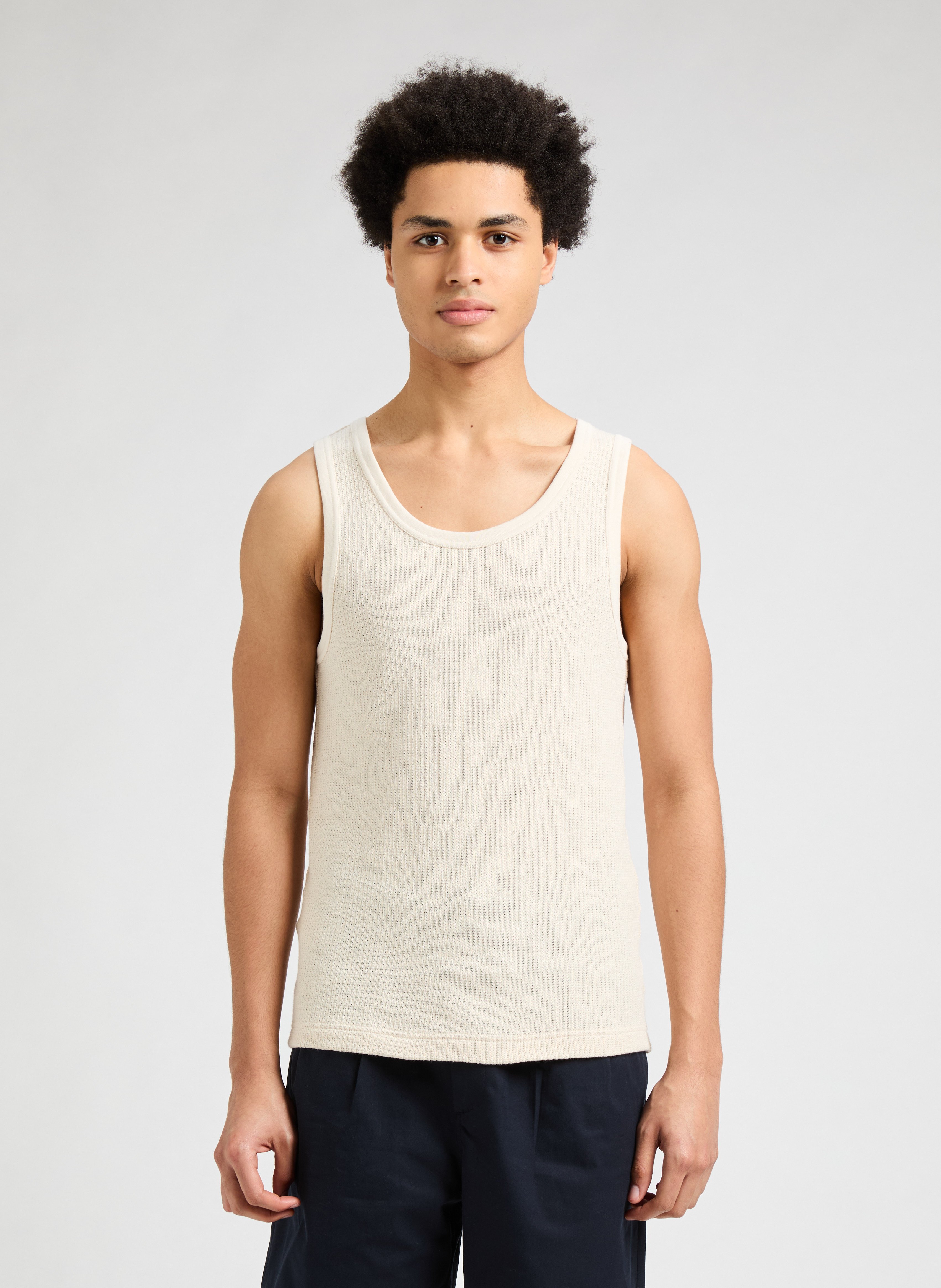 Ribbed cotton tank top SAISON 1865 Beige