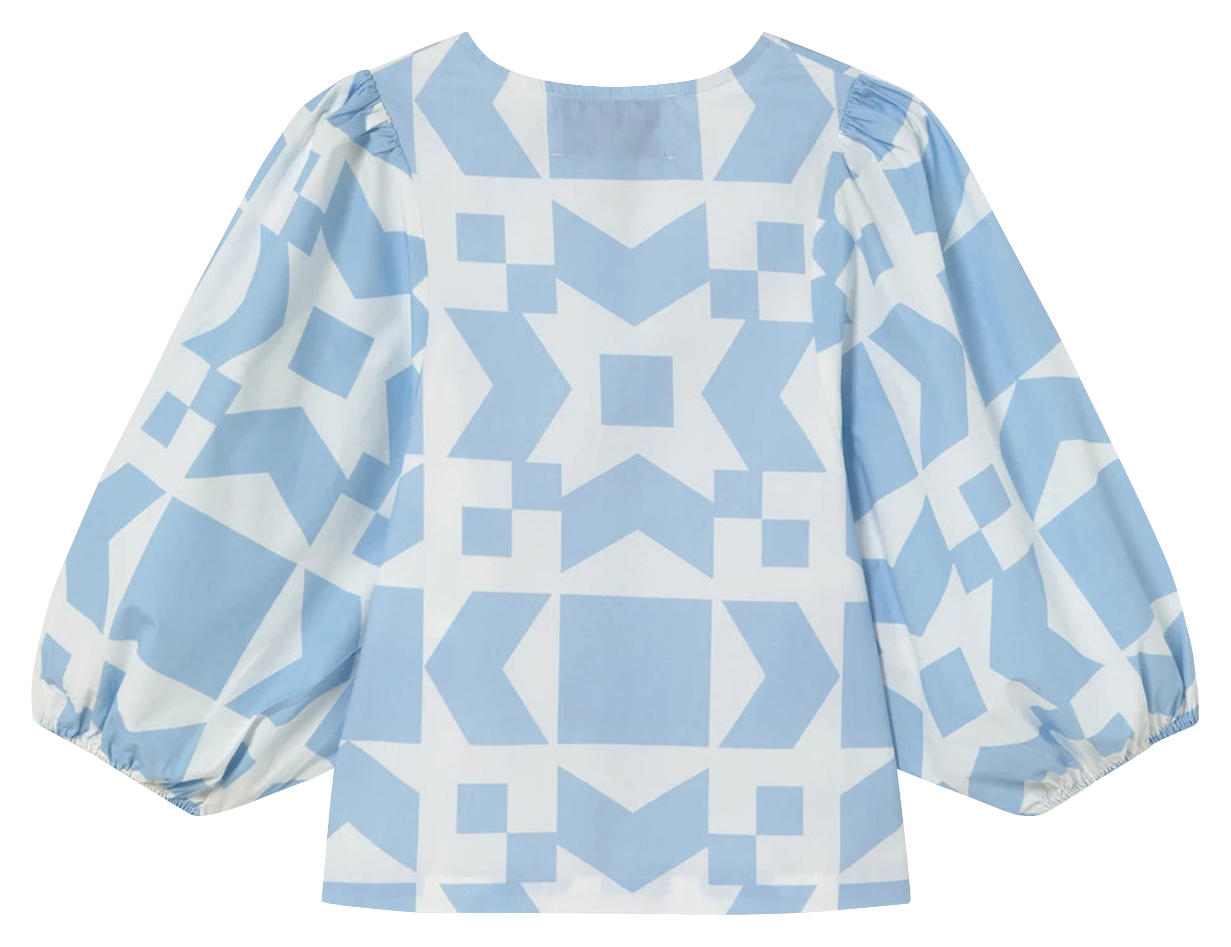 Round-neck cotton blouse THE TINY BIG SISTER Blue