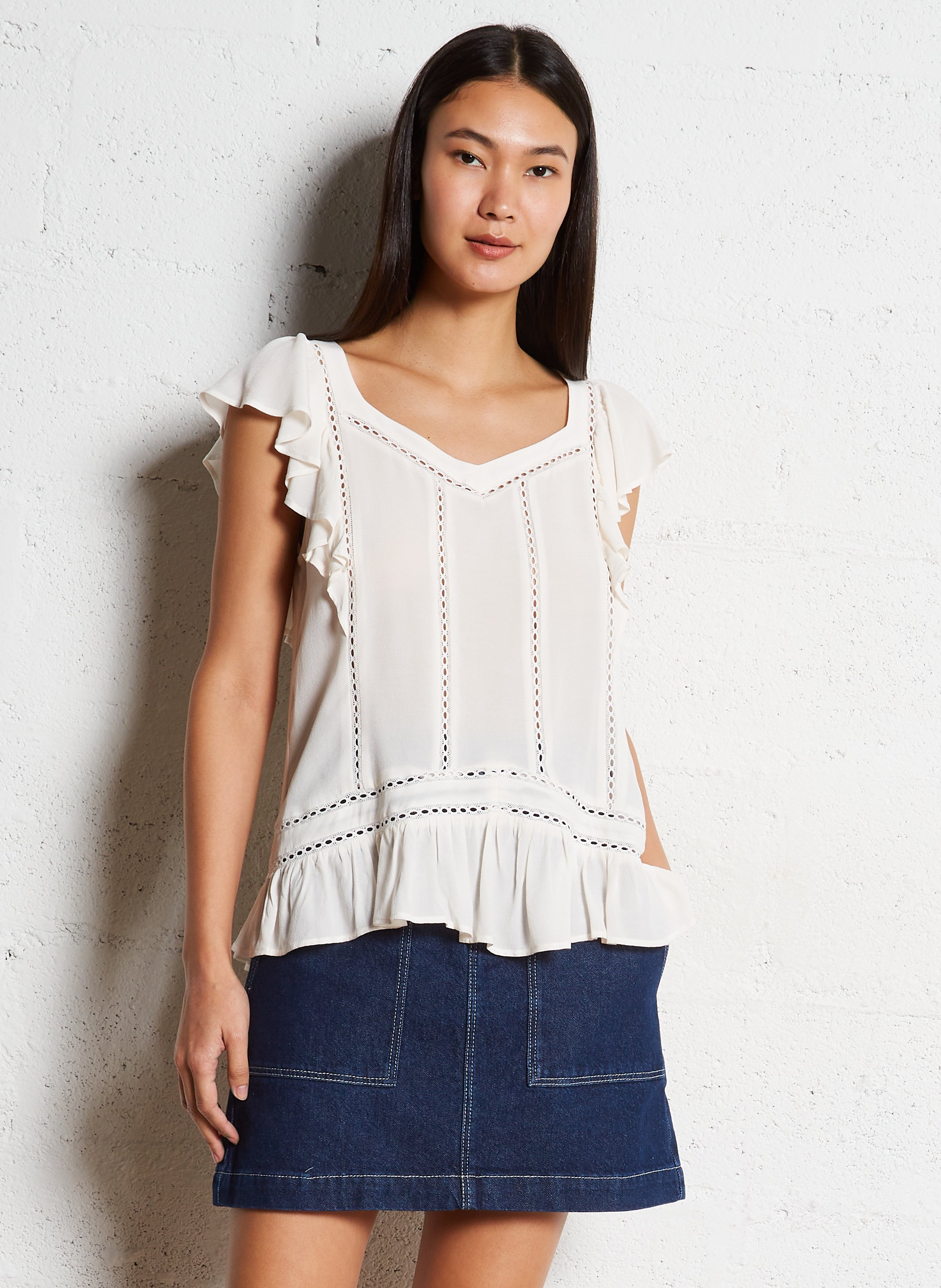 Ausgestellter Baumwollrock Blau