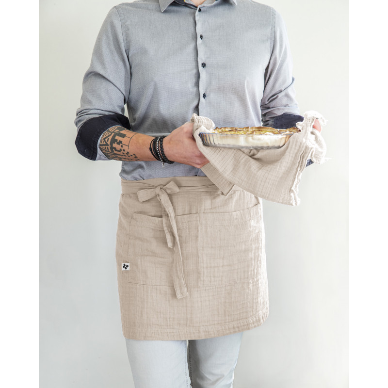 Chef apron in cotton gauze L'EFFET PAPILLON Beige