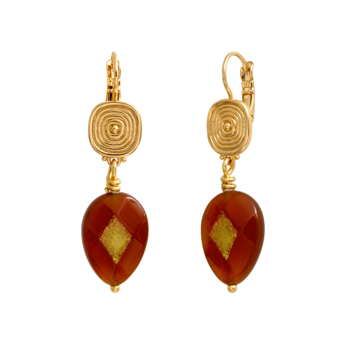 Babylone carnelian sleeper earrings SATELLITE PARIS Orange