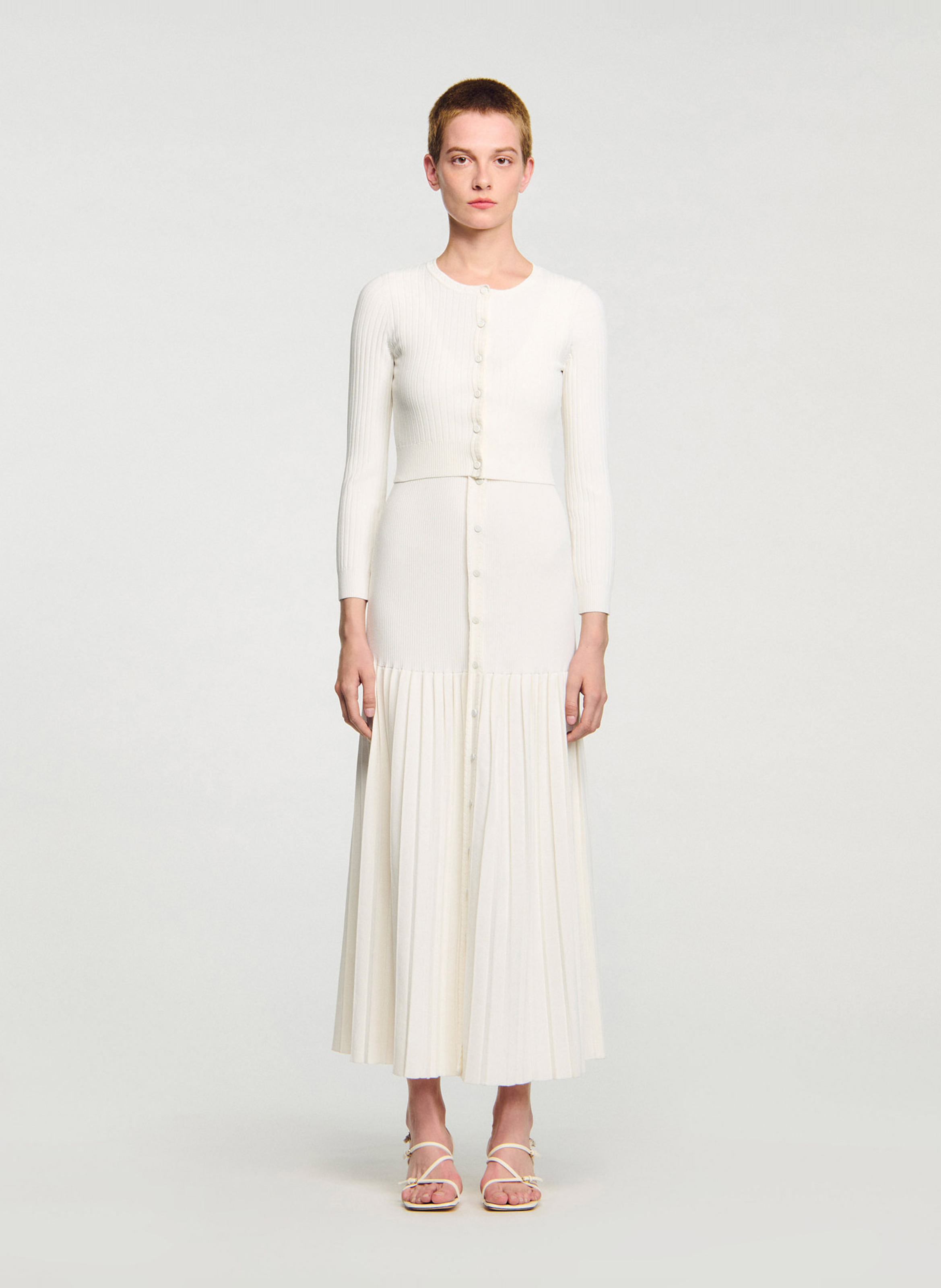 Gilet ajusté en maille SANDRO Blanc