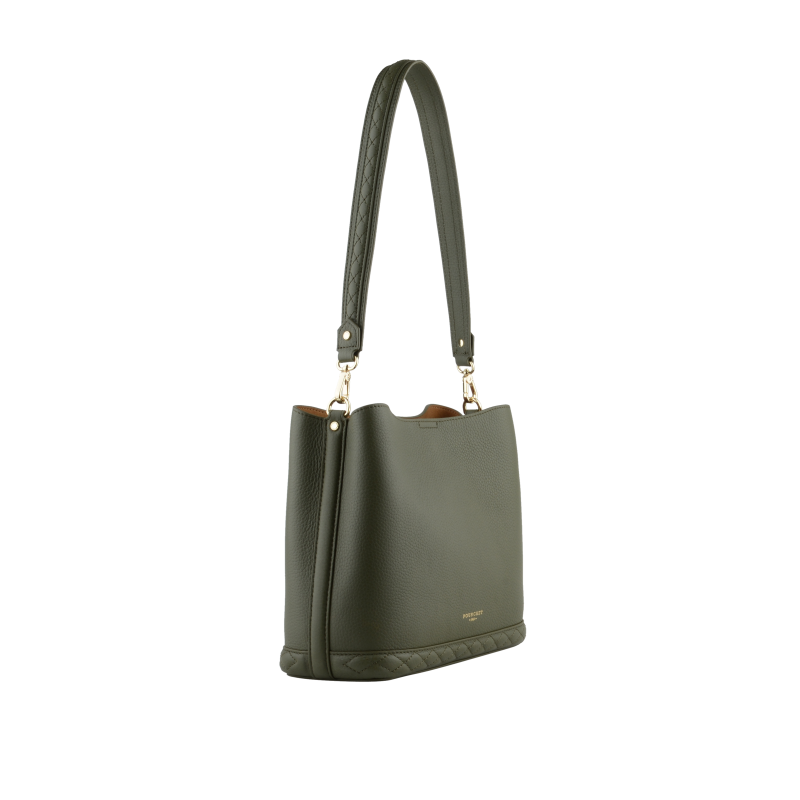 Satchel - cowhide leather POURCHET Khaki