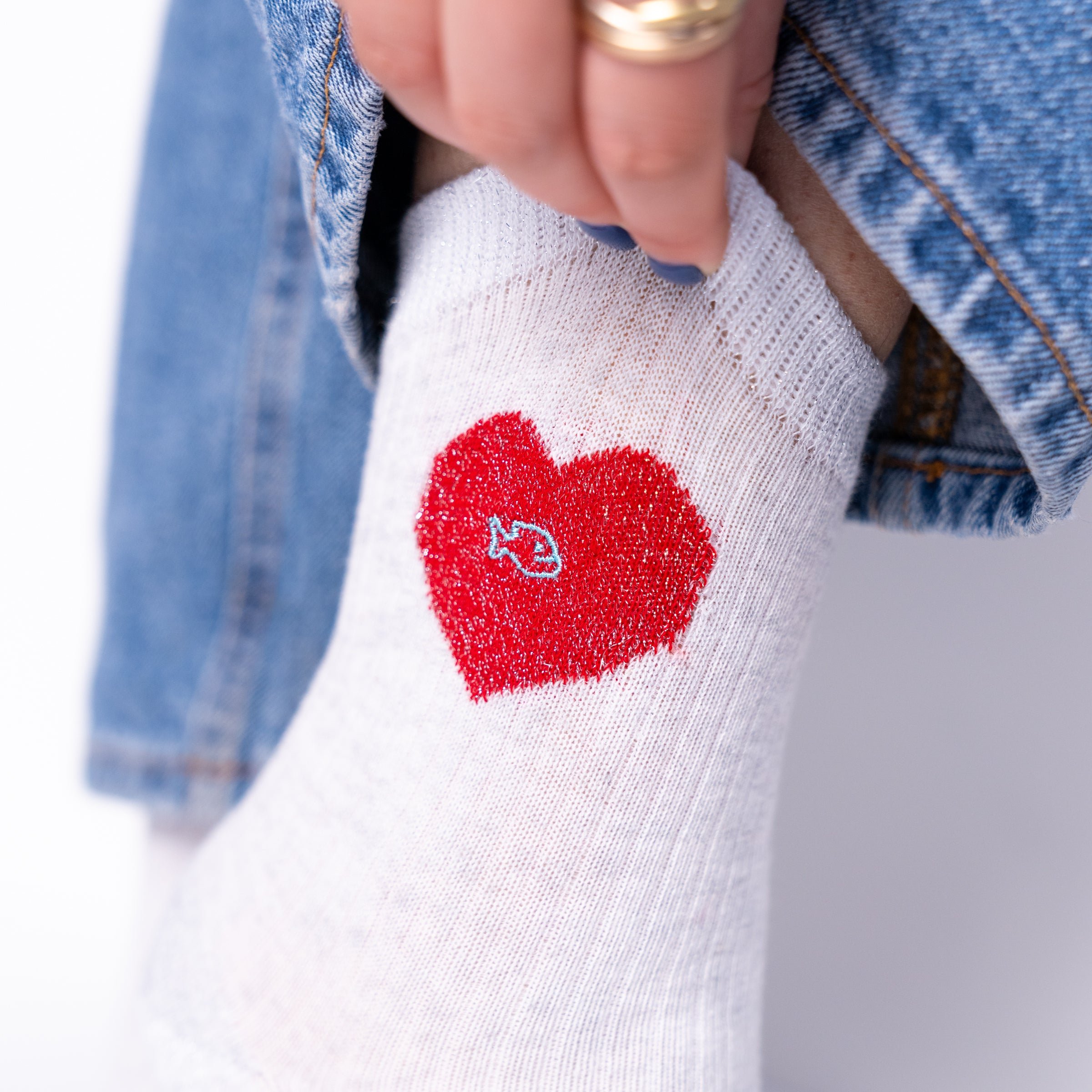 Combed cotton heart socks BILLYBELT White