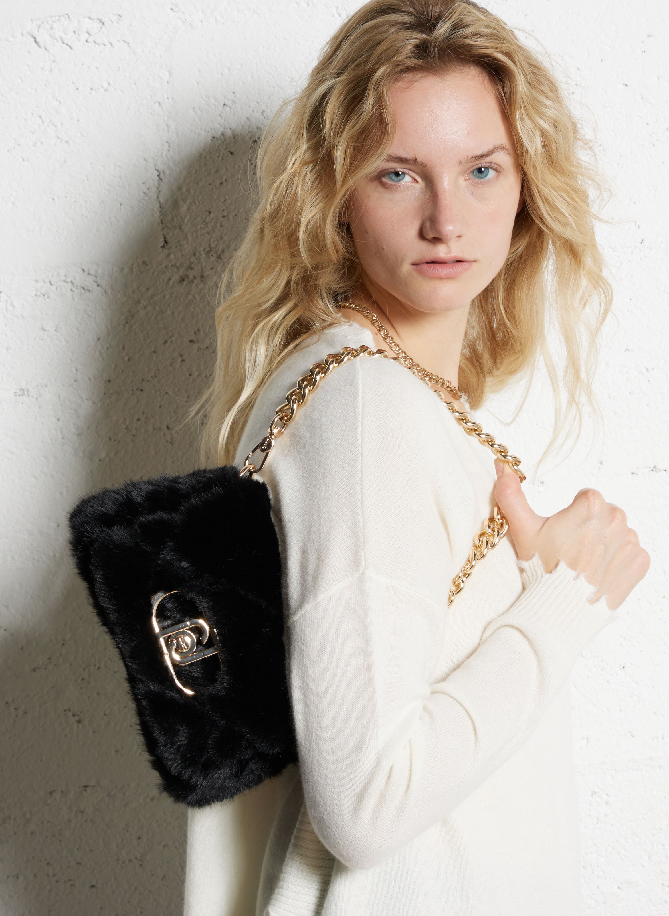 Sac bandoulière en fourrure synthétique LIU JO Noir