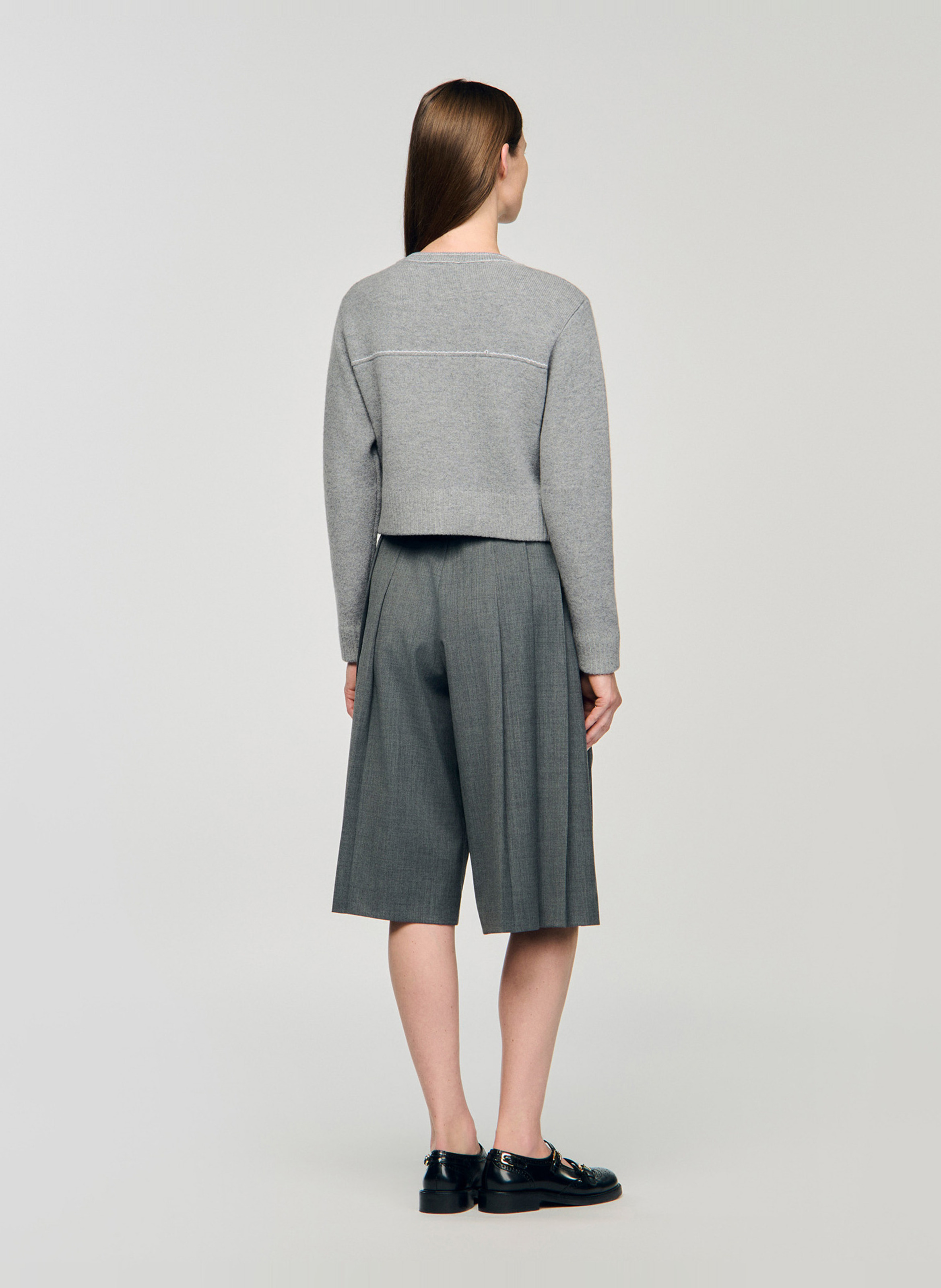 Gilet col rond en laine  SANDRO Gris